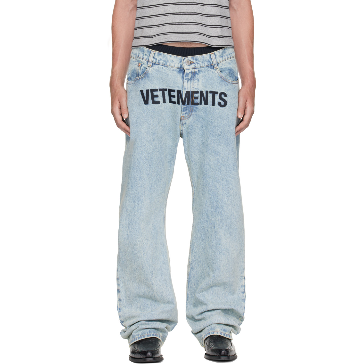 VETEMENTS Blue Embroidered Logo Jeans