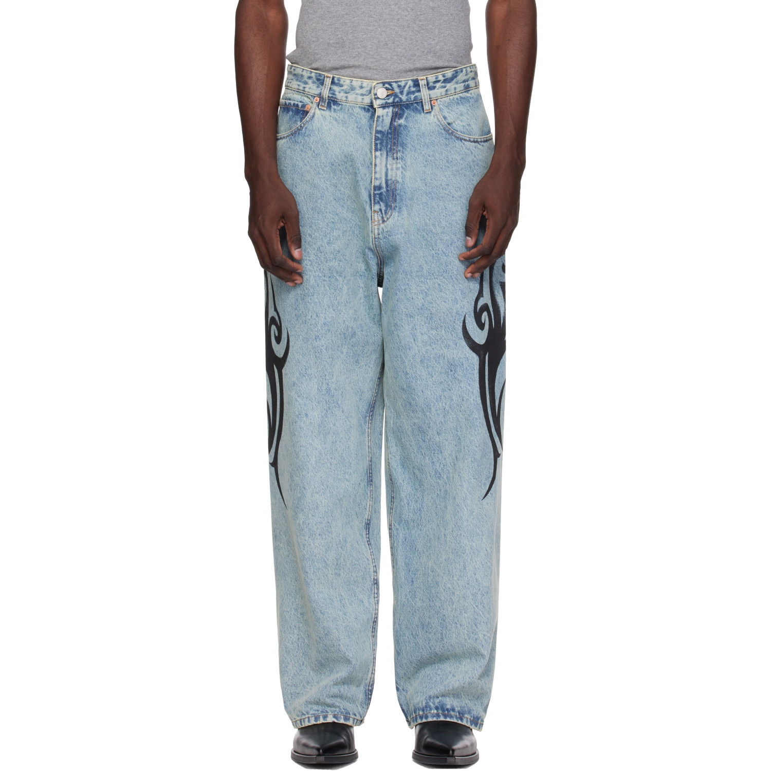 VETEMENTS Blue Graffiti Baggy Jeans