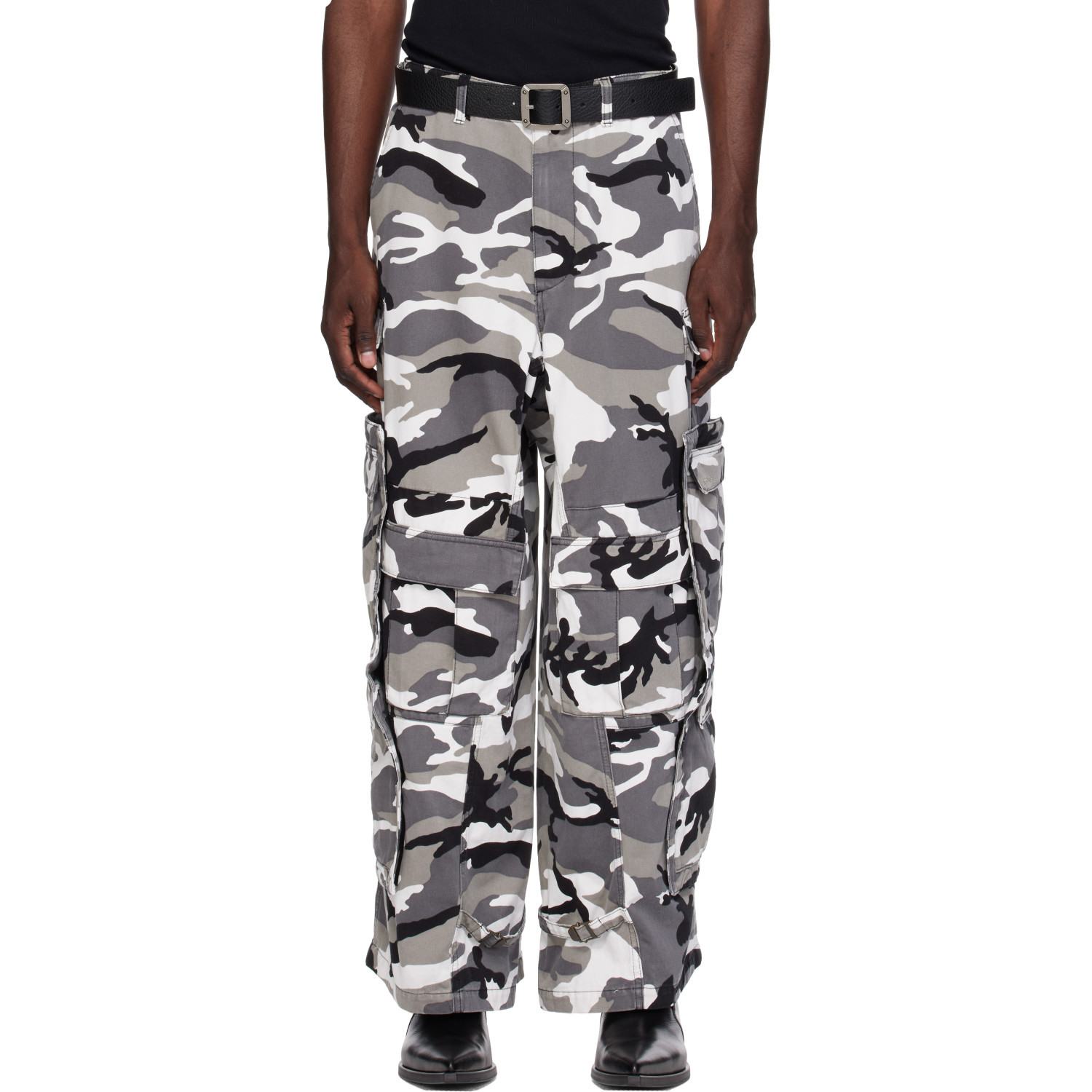 VETEMENTS Black & White Merged Cargo Pants