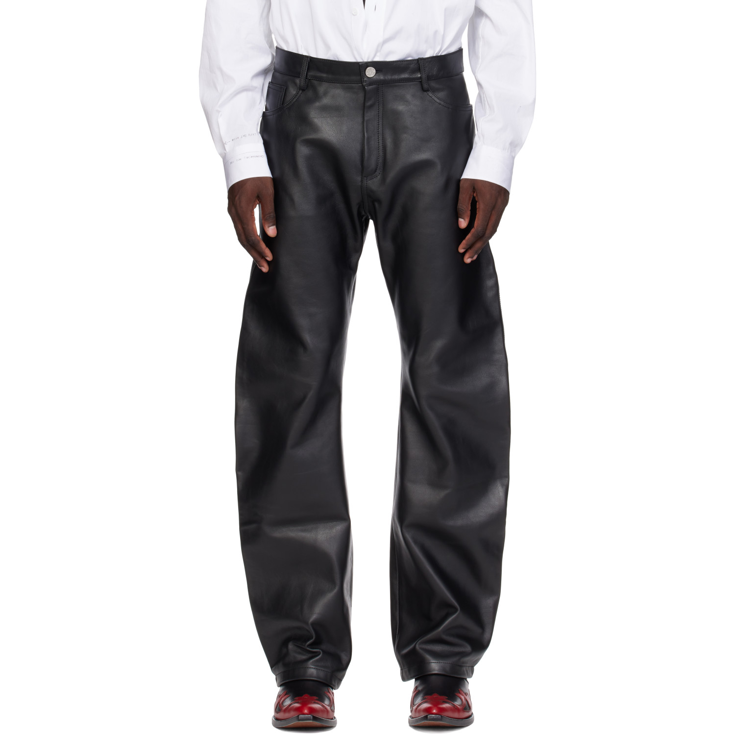 VETEMENTS Black O-Leg Leather Pants