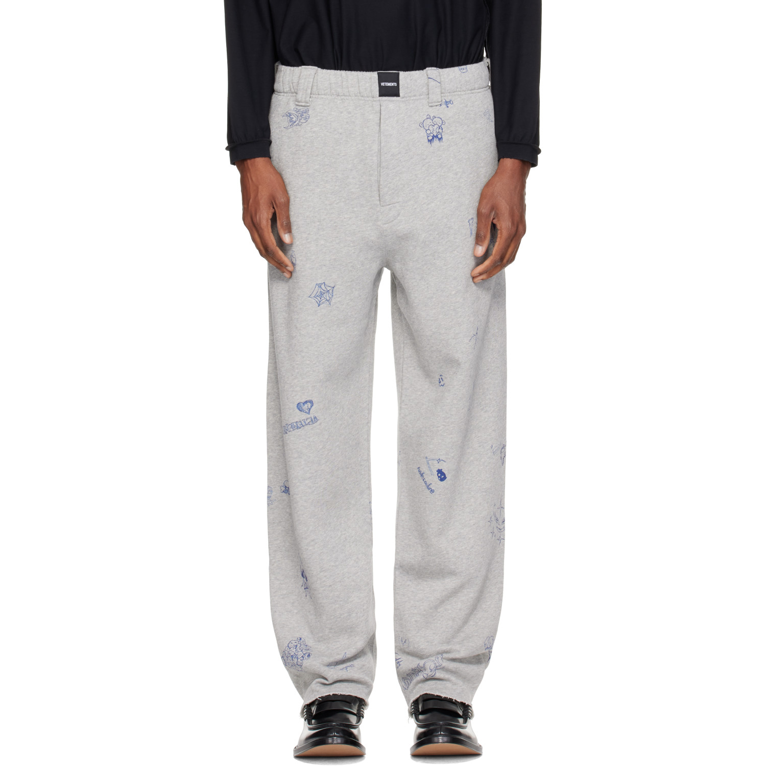 VETEMENTS Gray Scribbled Tailored Sweatpants