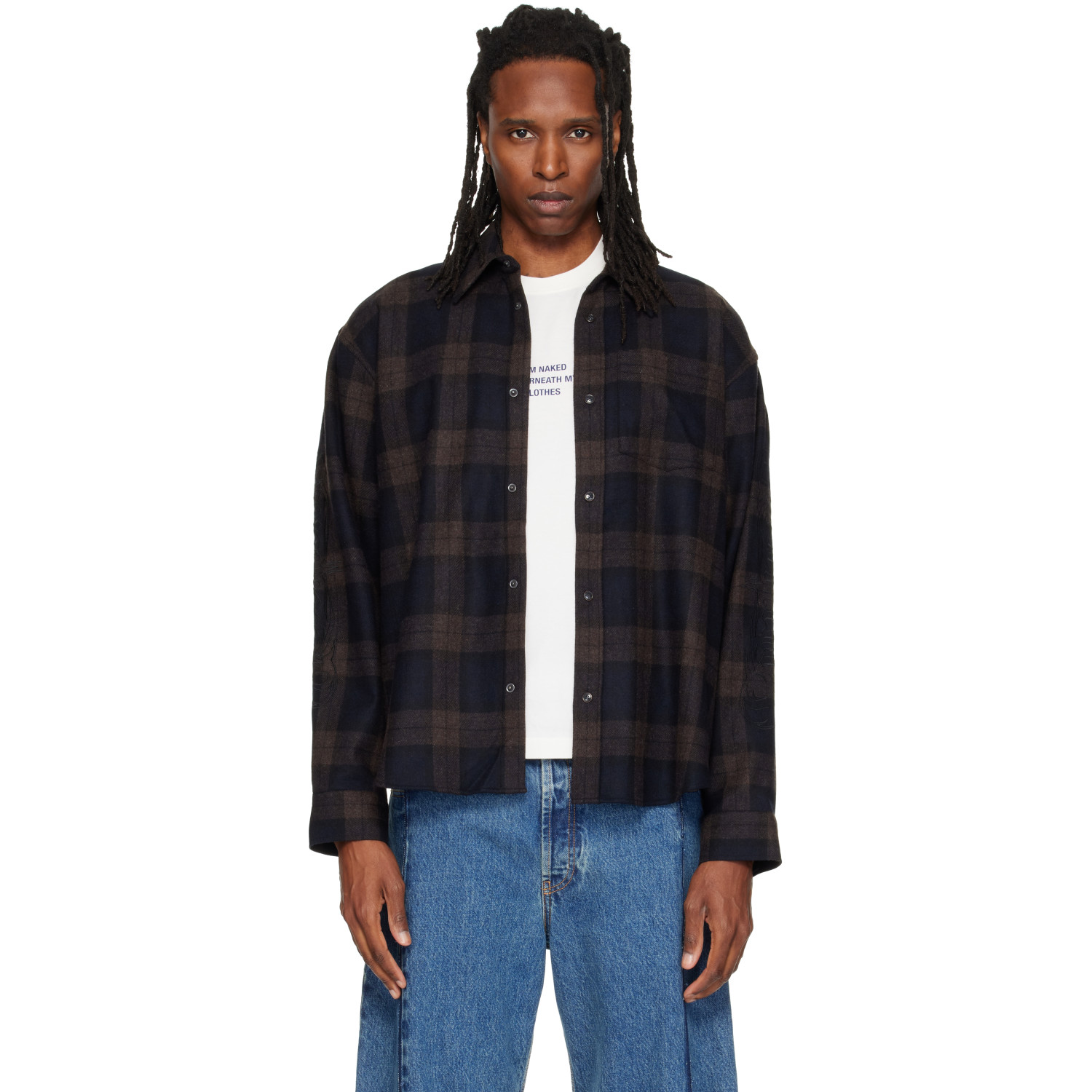 VETEMENTS Black Embroidered Metal Logo Shirt