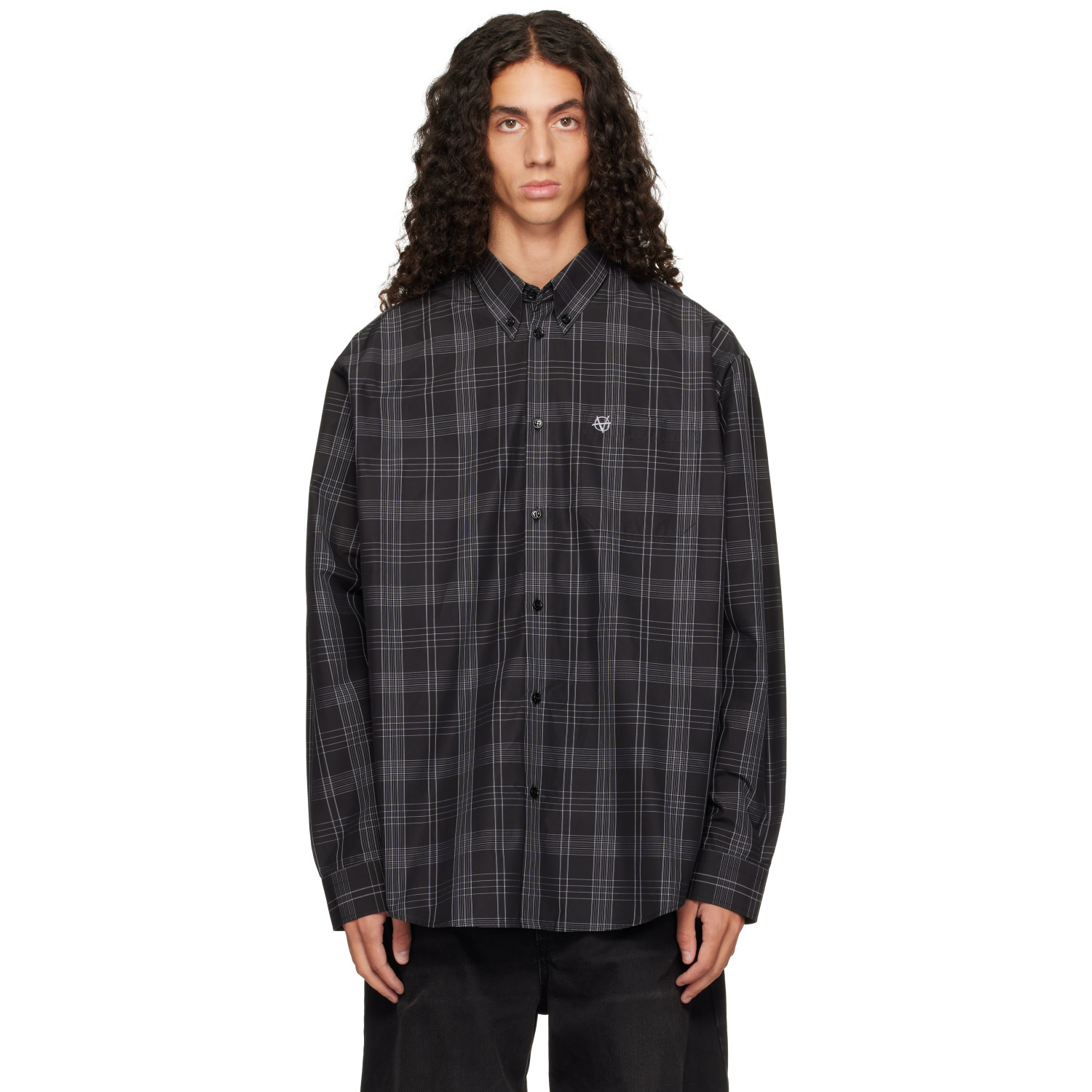 VETEMENTS Black Metal Logo Checked Shirt