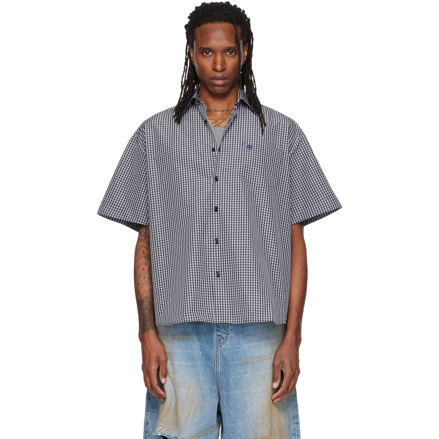 VETEMENTS Black Metal Logo Checked Shirt