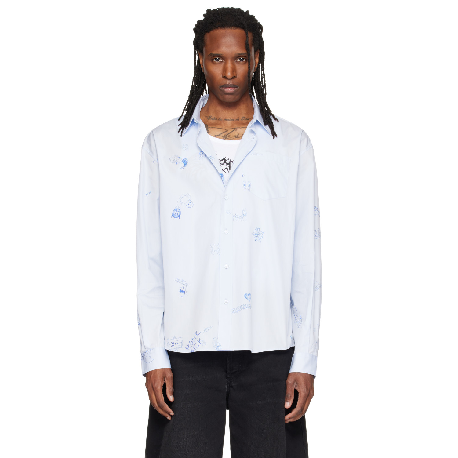 VETEMENTS Blue Scribble Classic Shirt