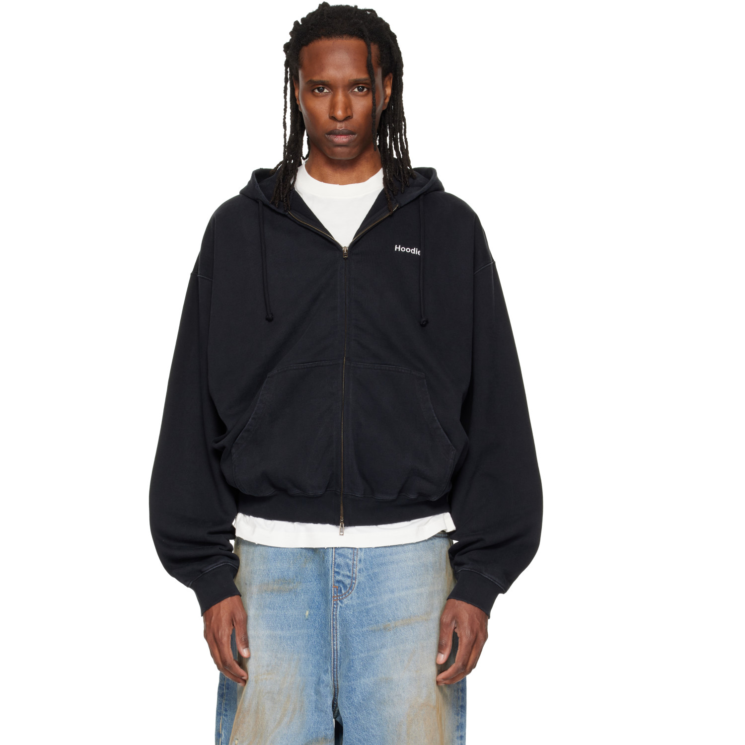 VETEMENTS Black Zip Up 'Hoodie Definition' Hoodie