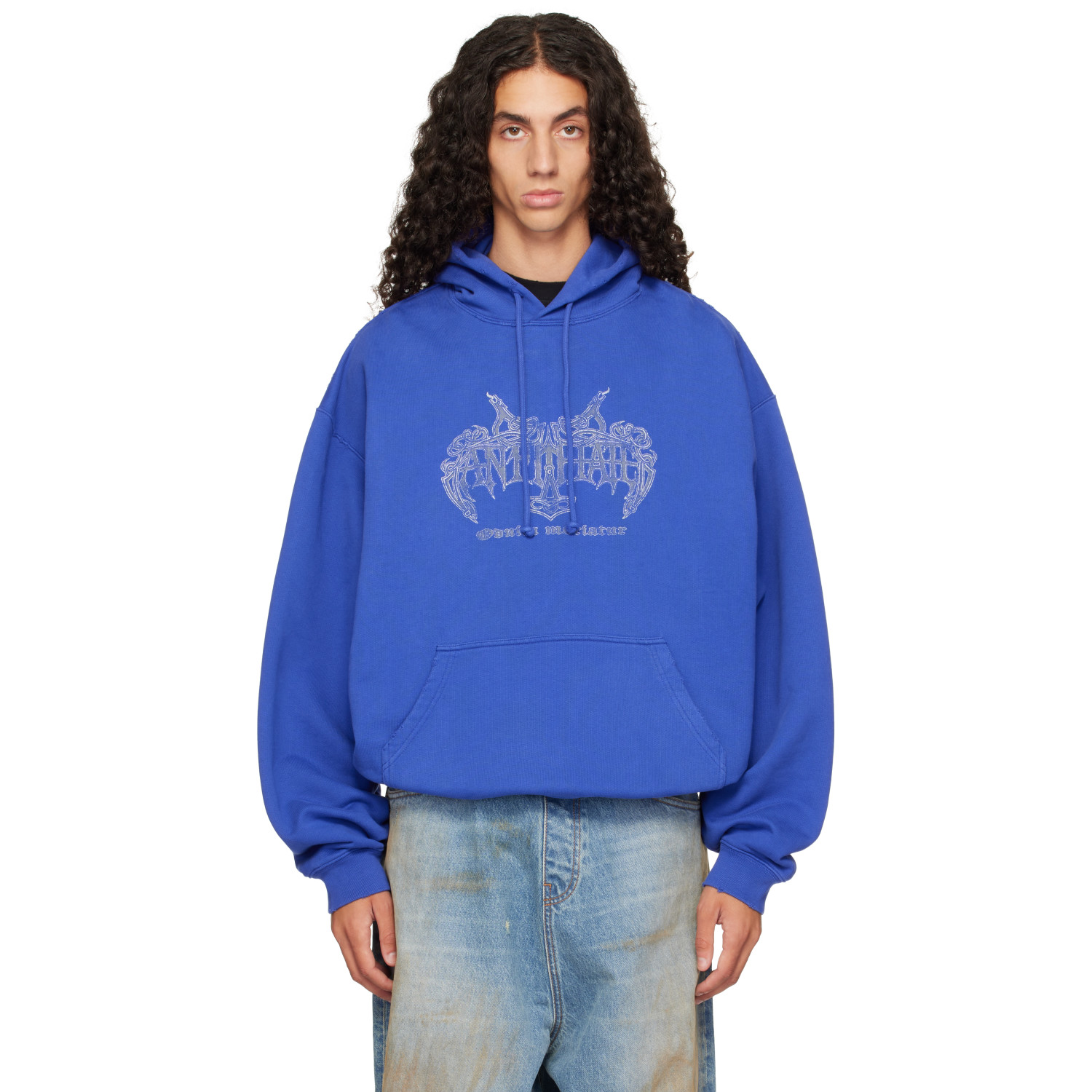 VETEMENTS Blue 'Antihate' Oversized Hoodie