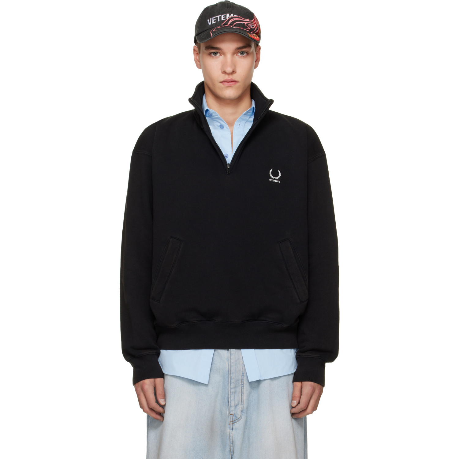 VETEMENTS Black Quarter-Zip Sweatshirt