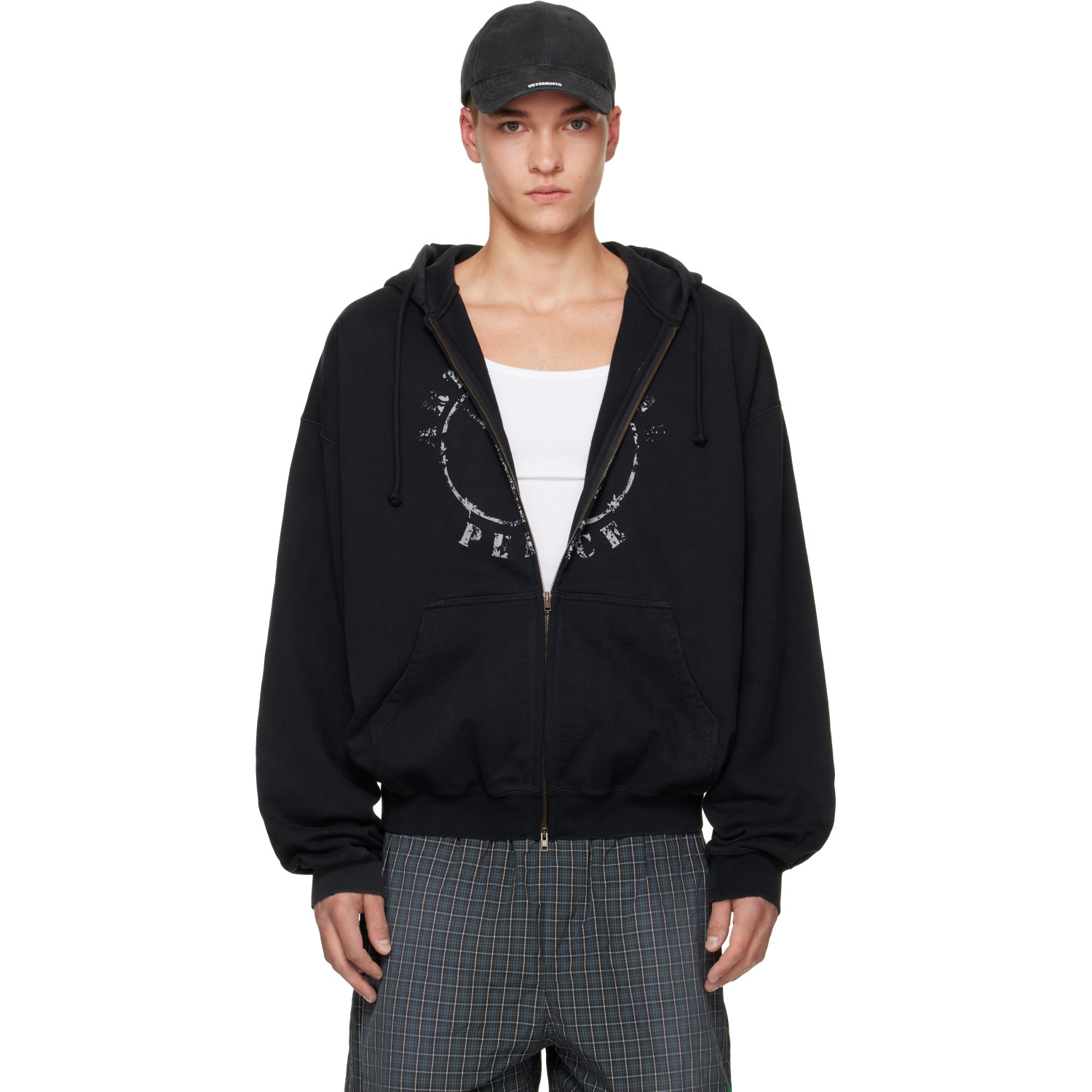 VETEMENTS Black 'Artificial Peace' Zip Hoodie