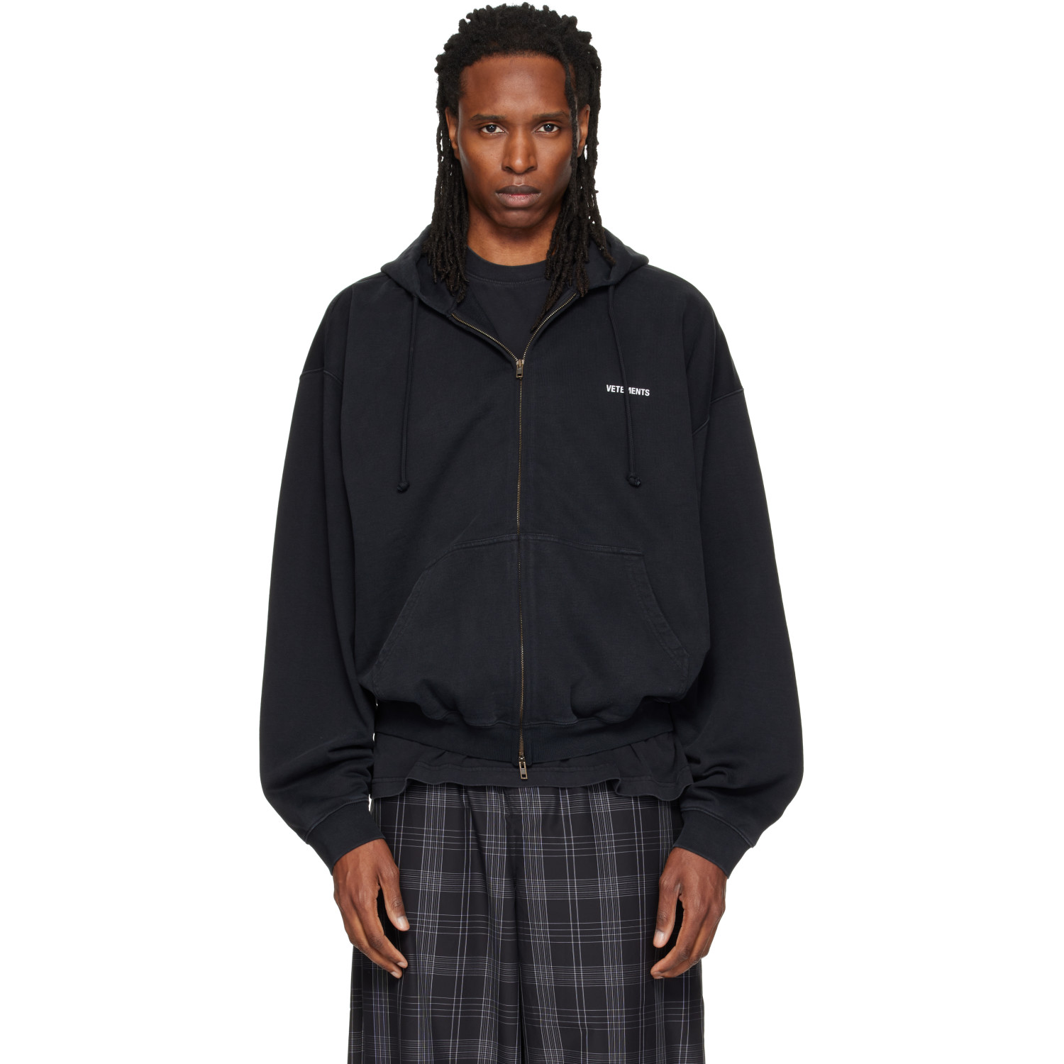 VETEMENTS Black Classic Logo Zip Up Hoodie