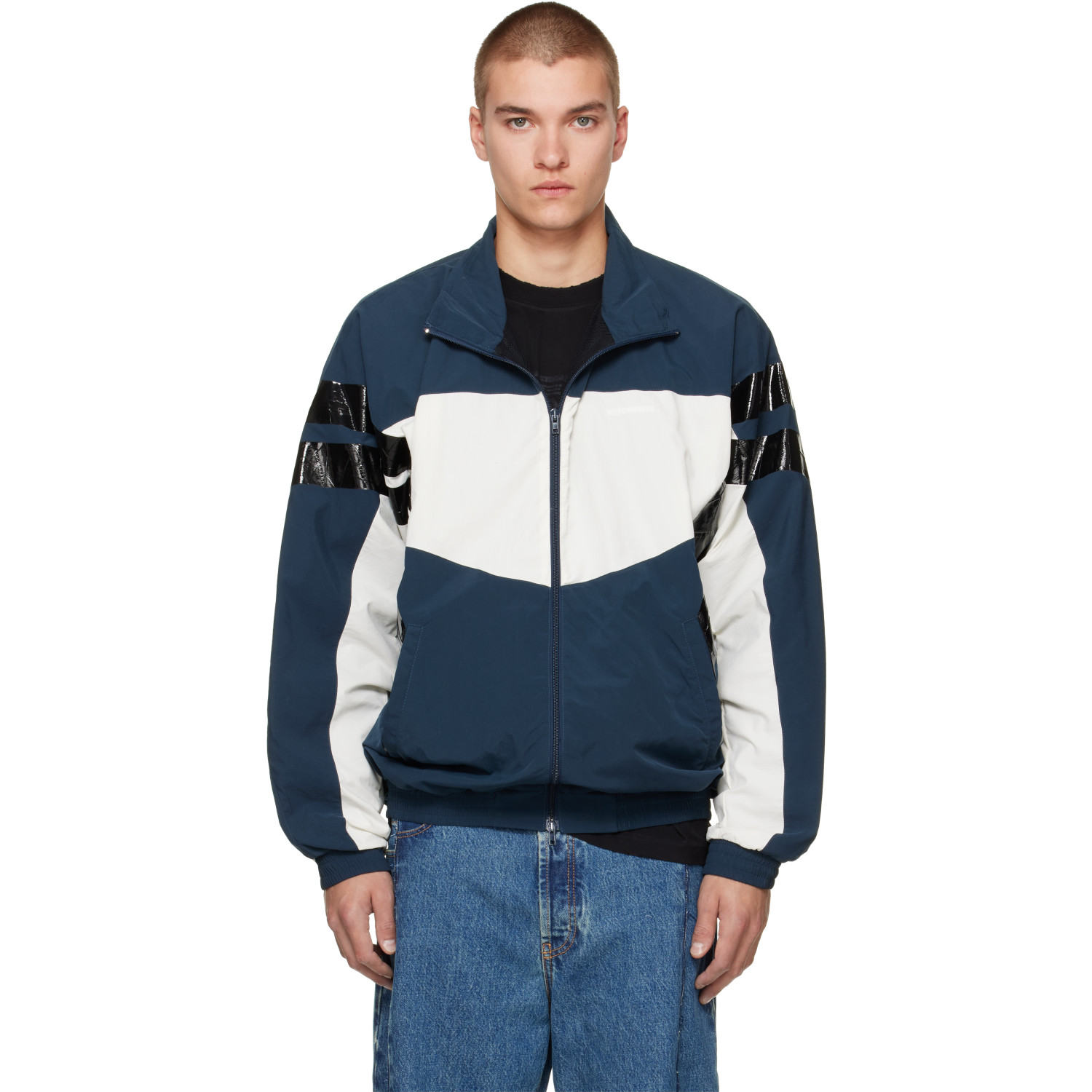 VETEMENTS Navy Tape Track Jacket