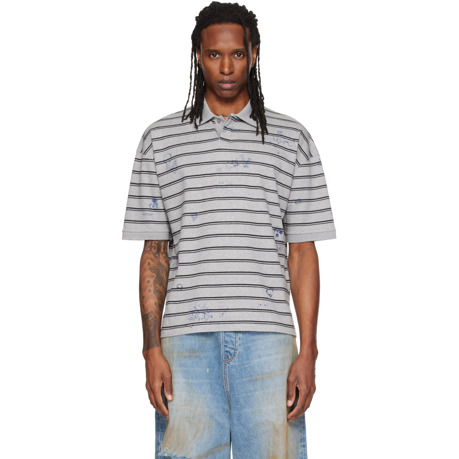VETEMENTS Gray Scribbled Polo