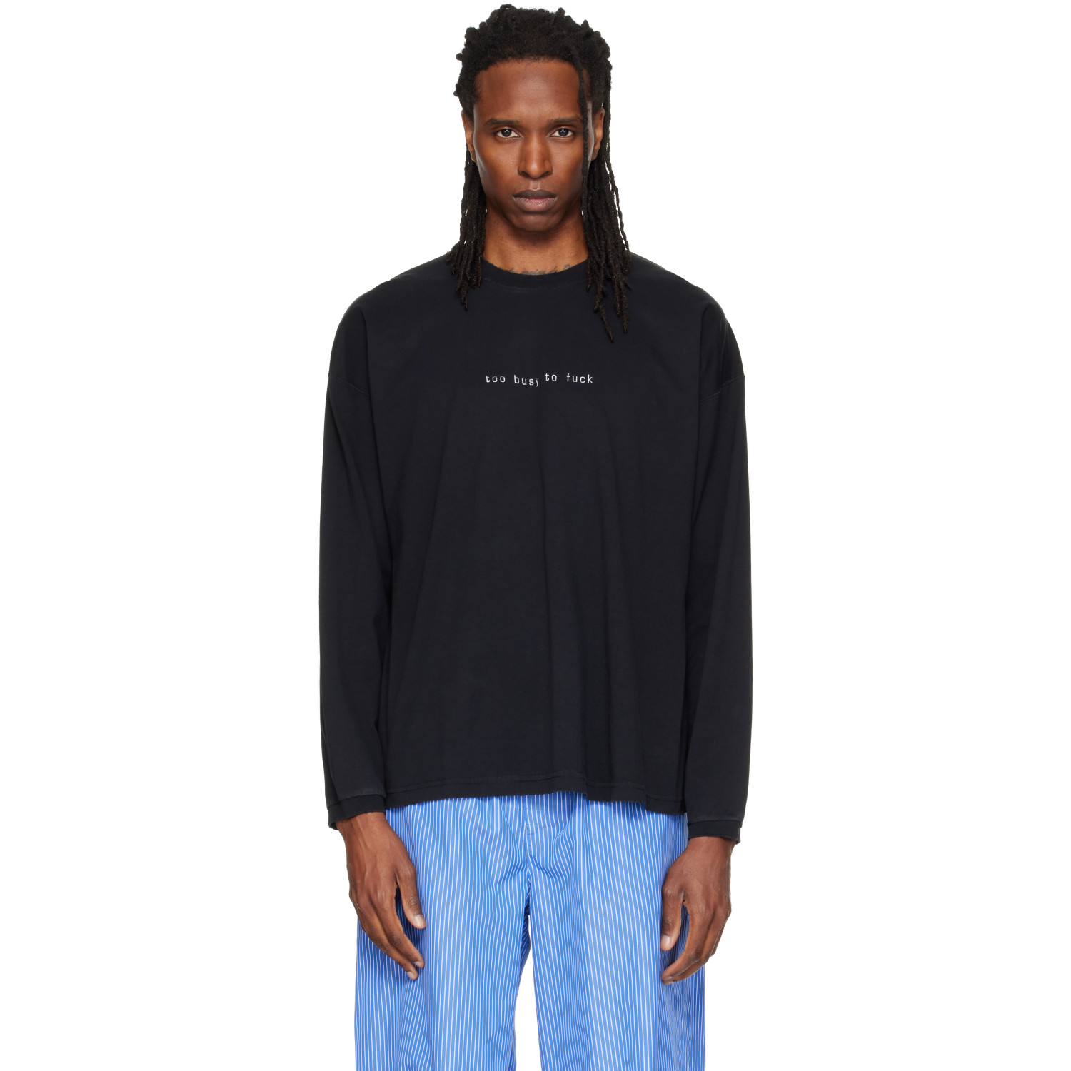 VETEMENTS Black 'Too Busy To Fuck' Longsleeve T-shirt