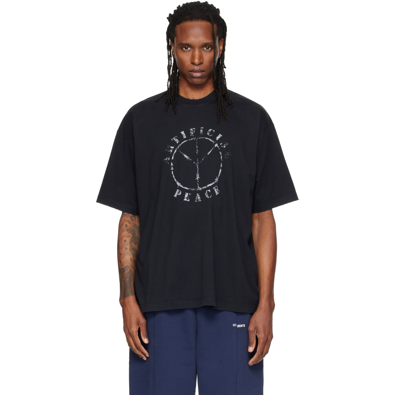 VETEMENTS Black 'Artificial Peace' Oversized T-shirt