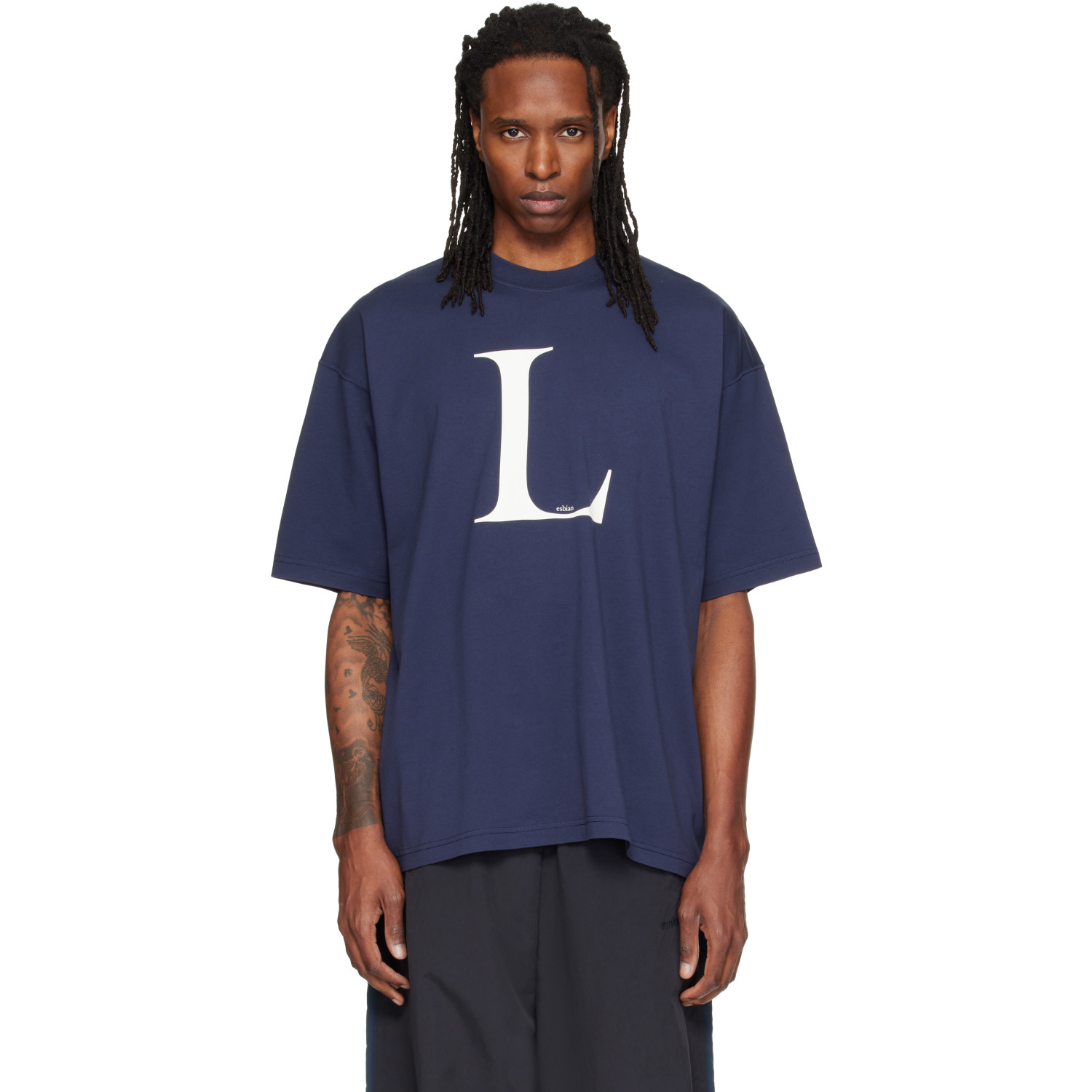 VETEMENTS Navy Oversized 'L-esbian' T-shirt