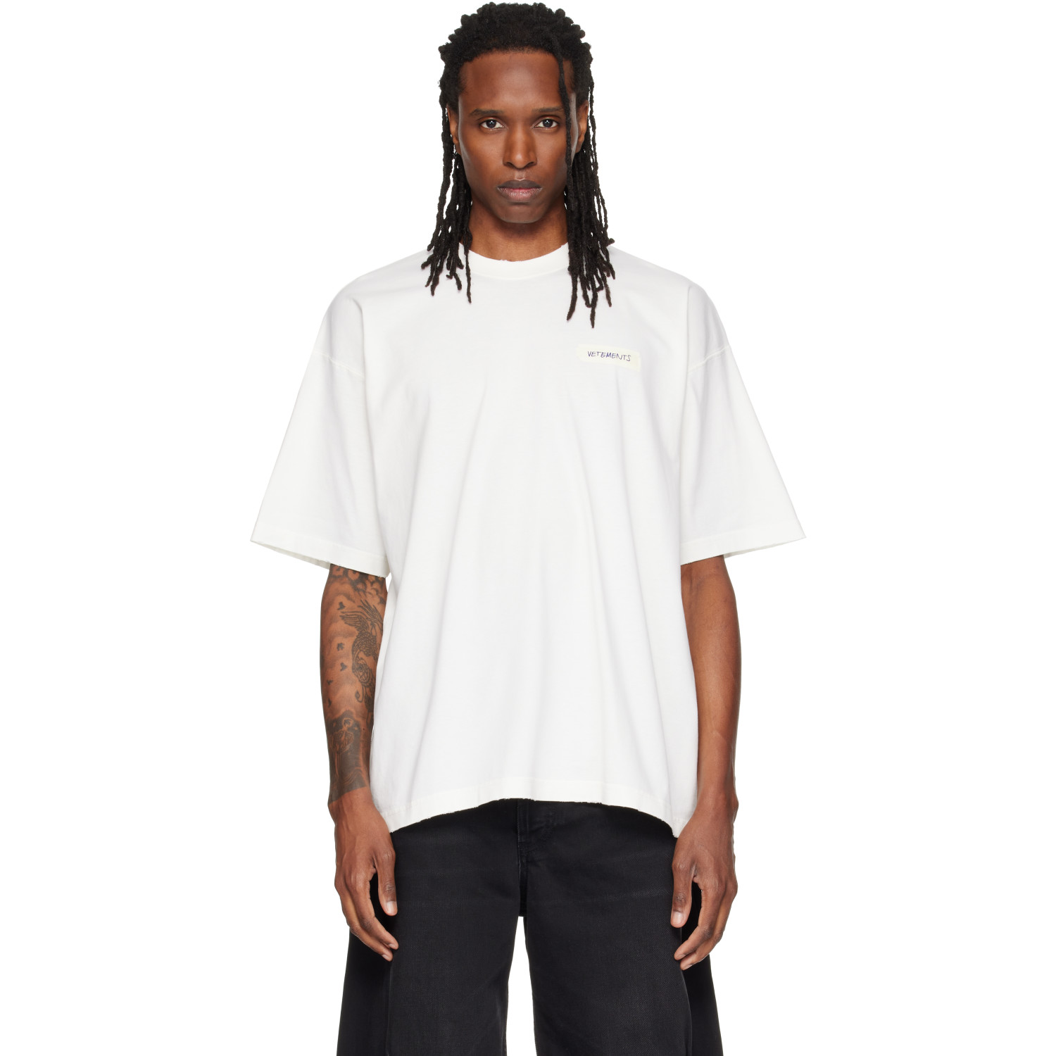 VETEMENTS Off-White Scribbled Logo Oversized T-shirt