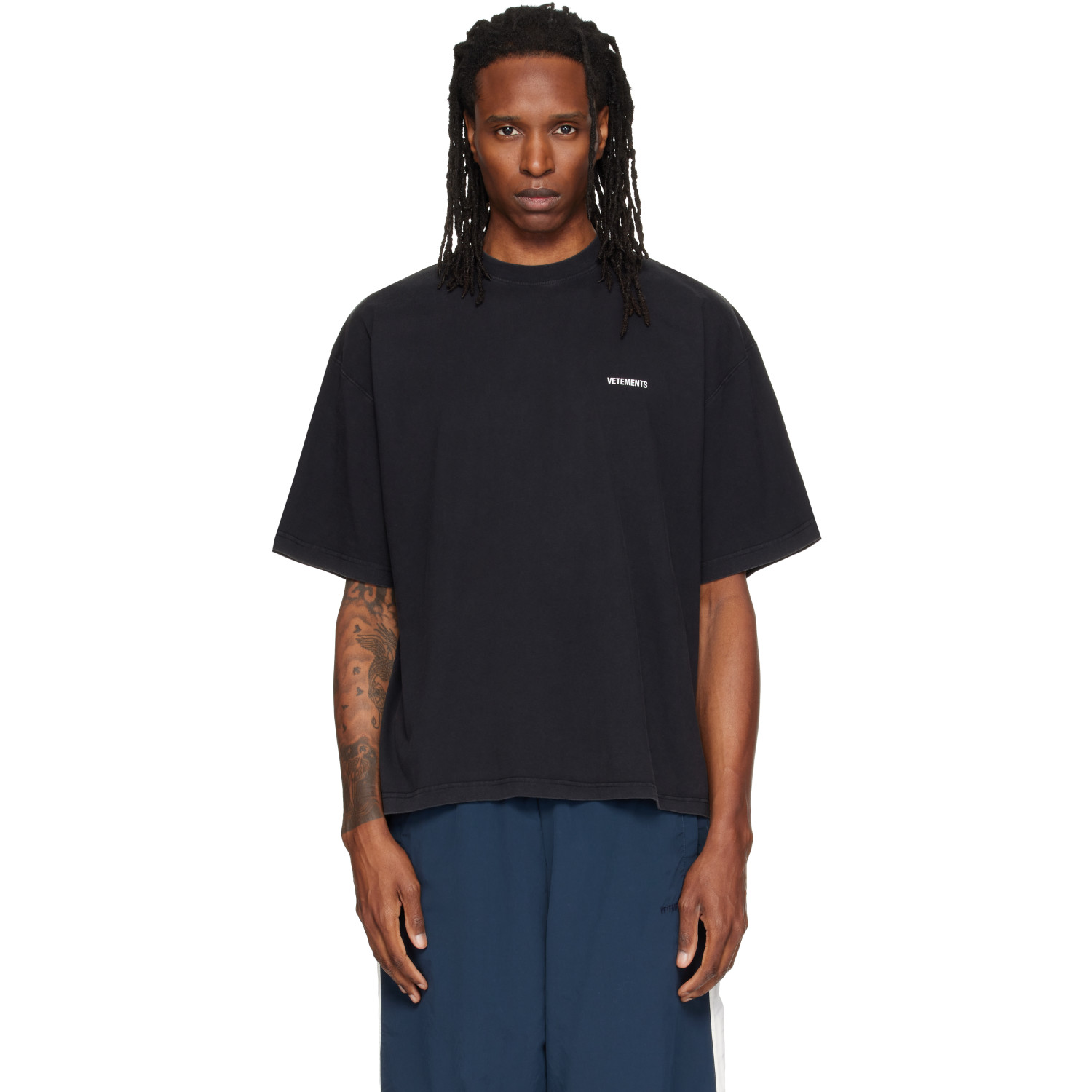 VETEMENTS Black Classic Logo Boxy T-shirt
