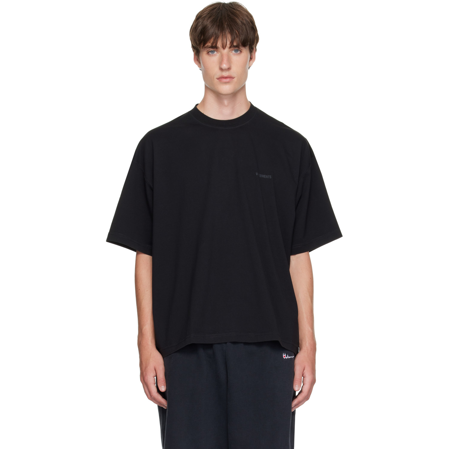 VETEMENTS Black Classic Logo Boxy T-shirt