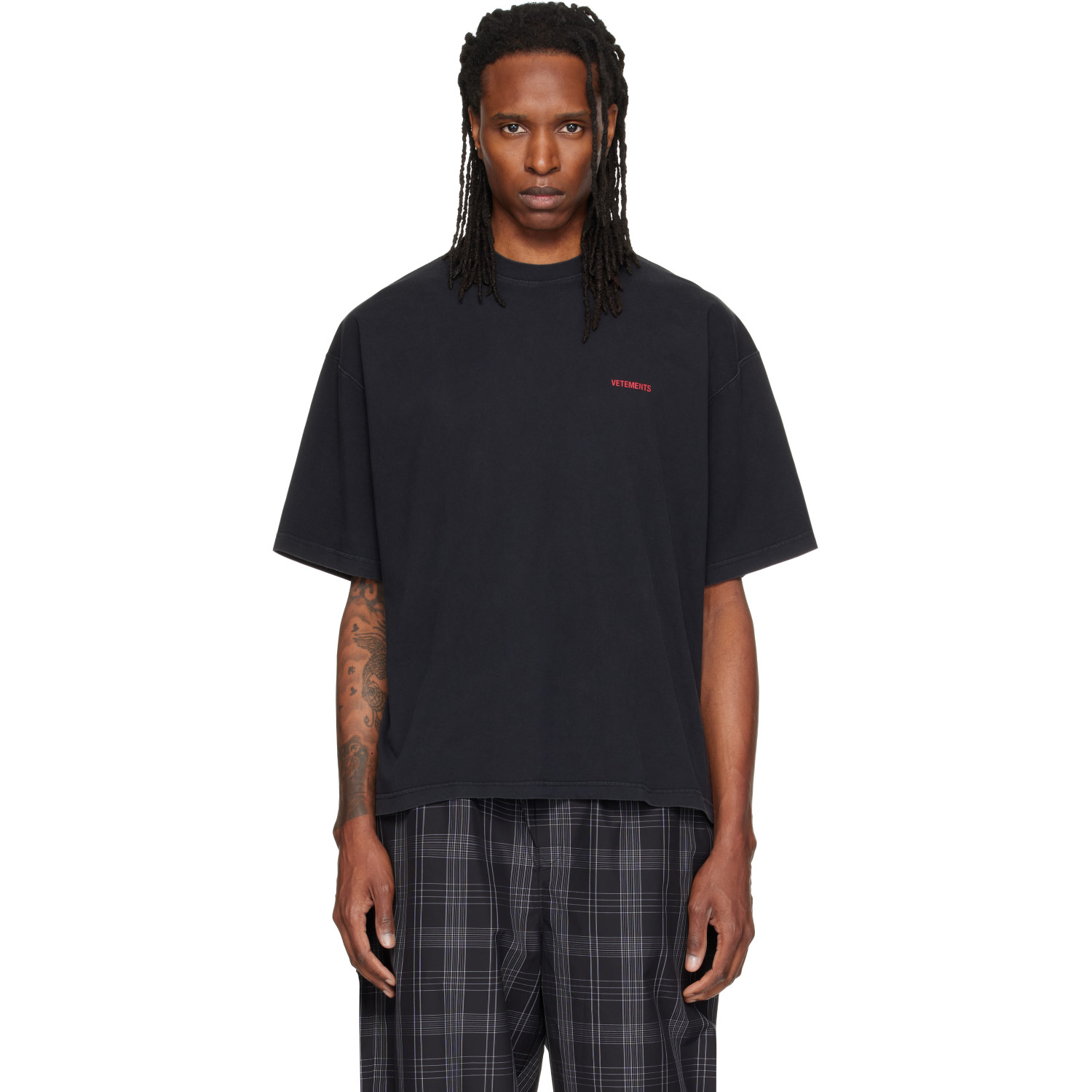 VETEMENTS Black Classic Logo Boxy T-shirt