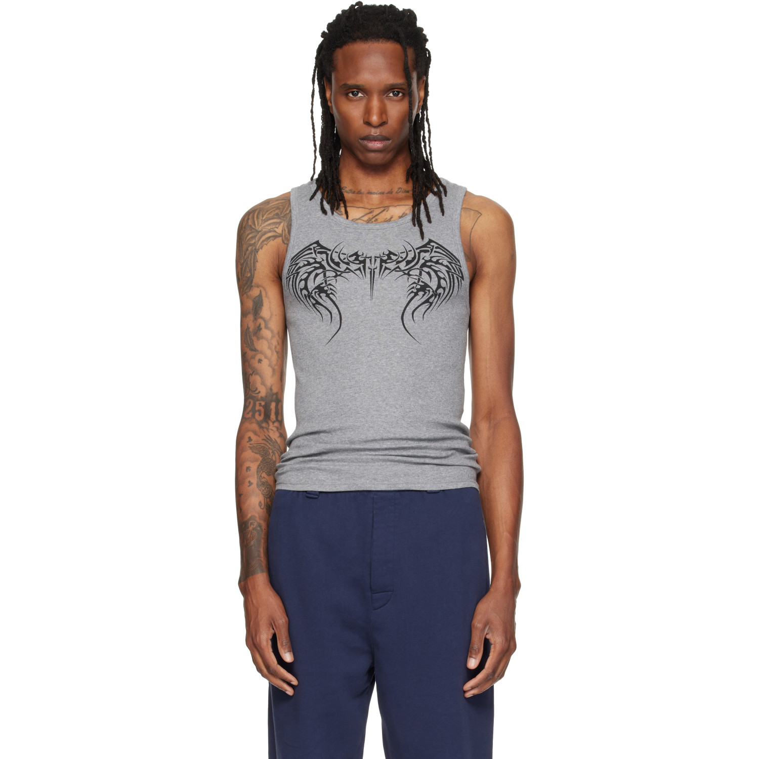 VETEMENTS Gray Tattoo Tank Top