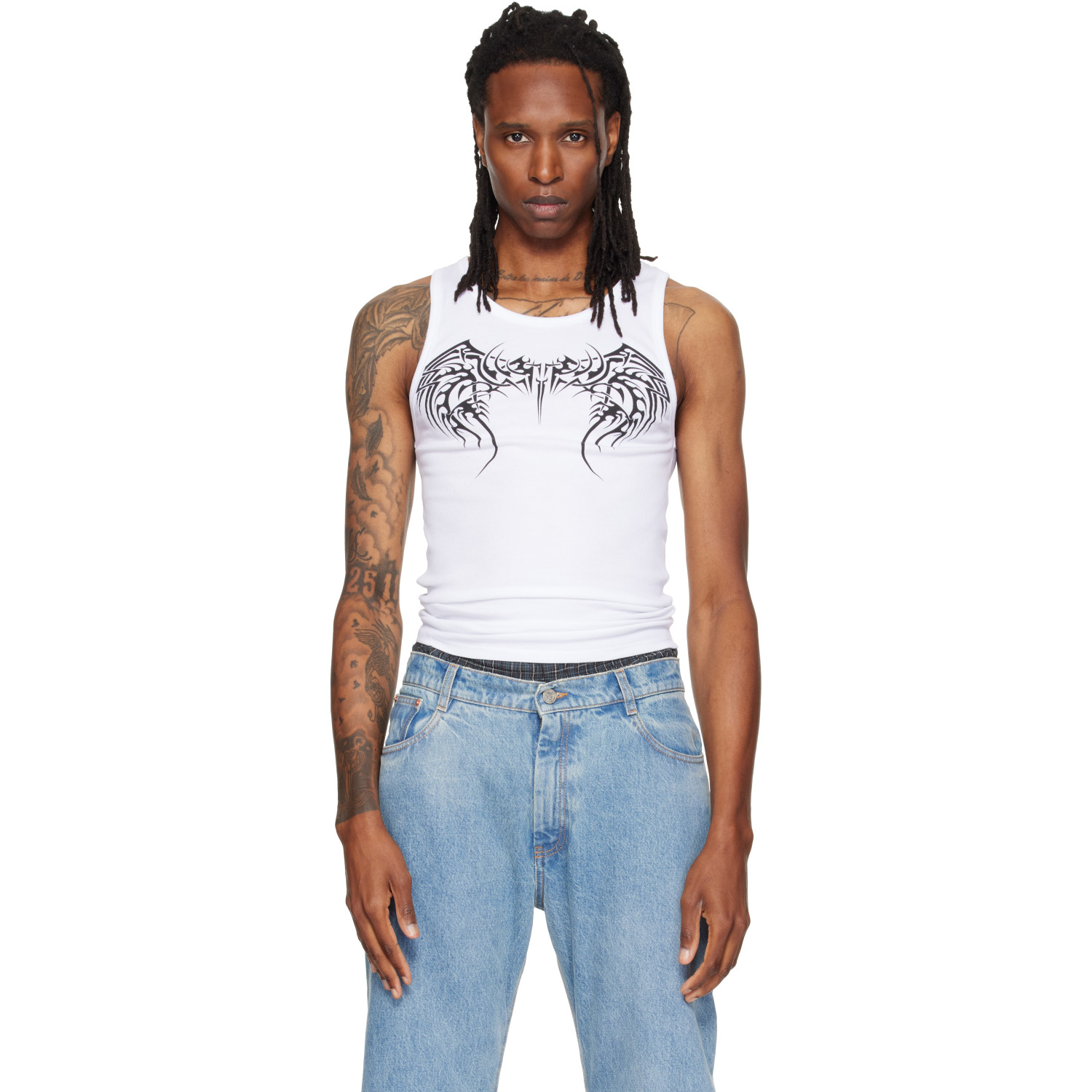 VETEMENTS White Tattoo Tank Top