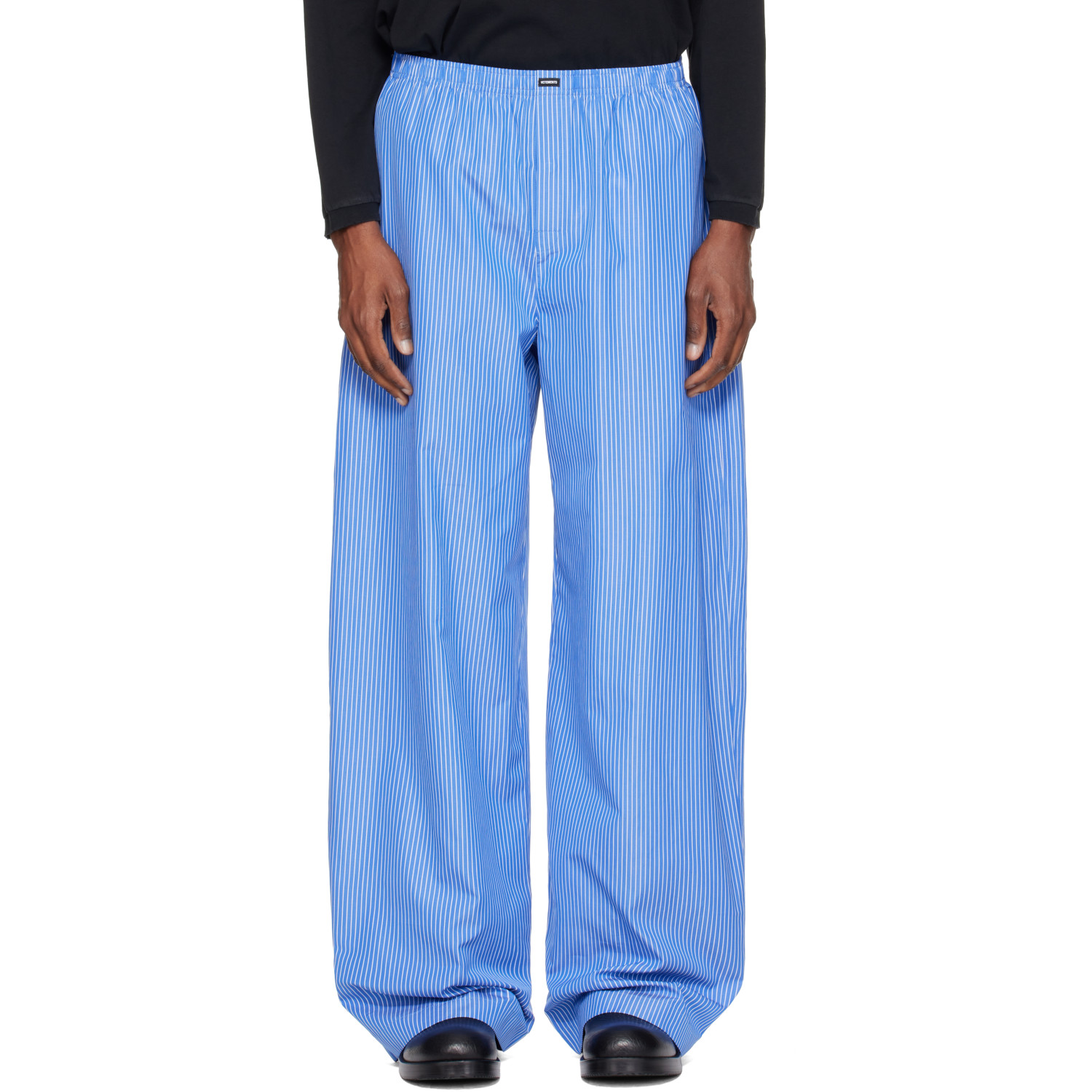 VETEMENTS Blue Stripe Pyjama Pants