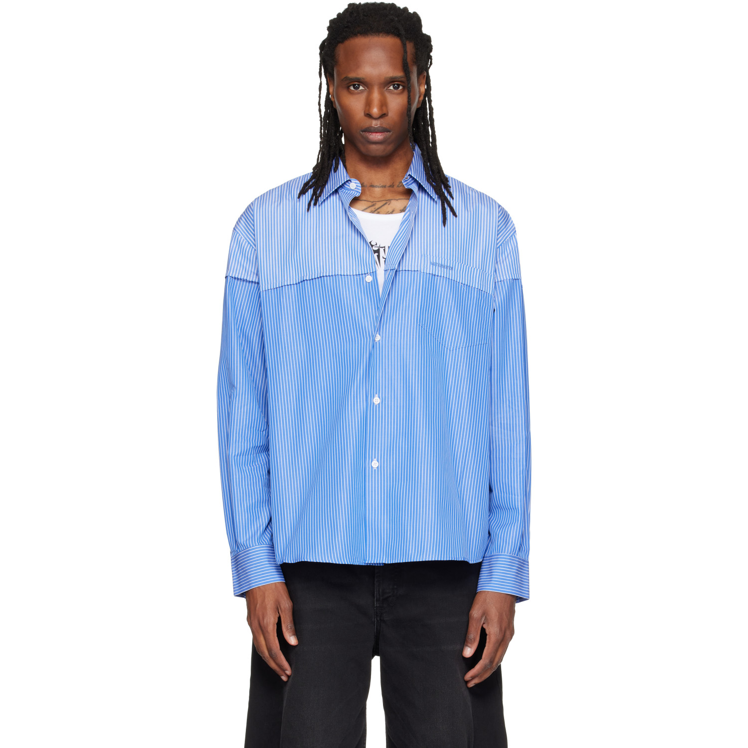 VETEMENTS Blue Merged Cut Shirt