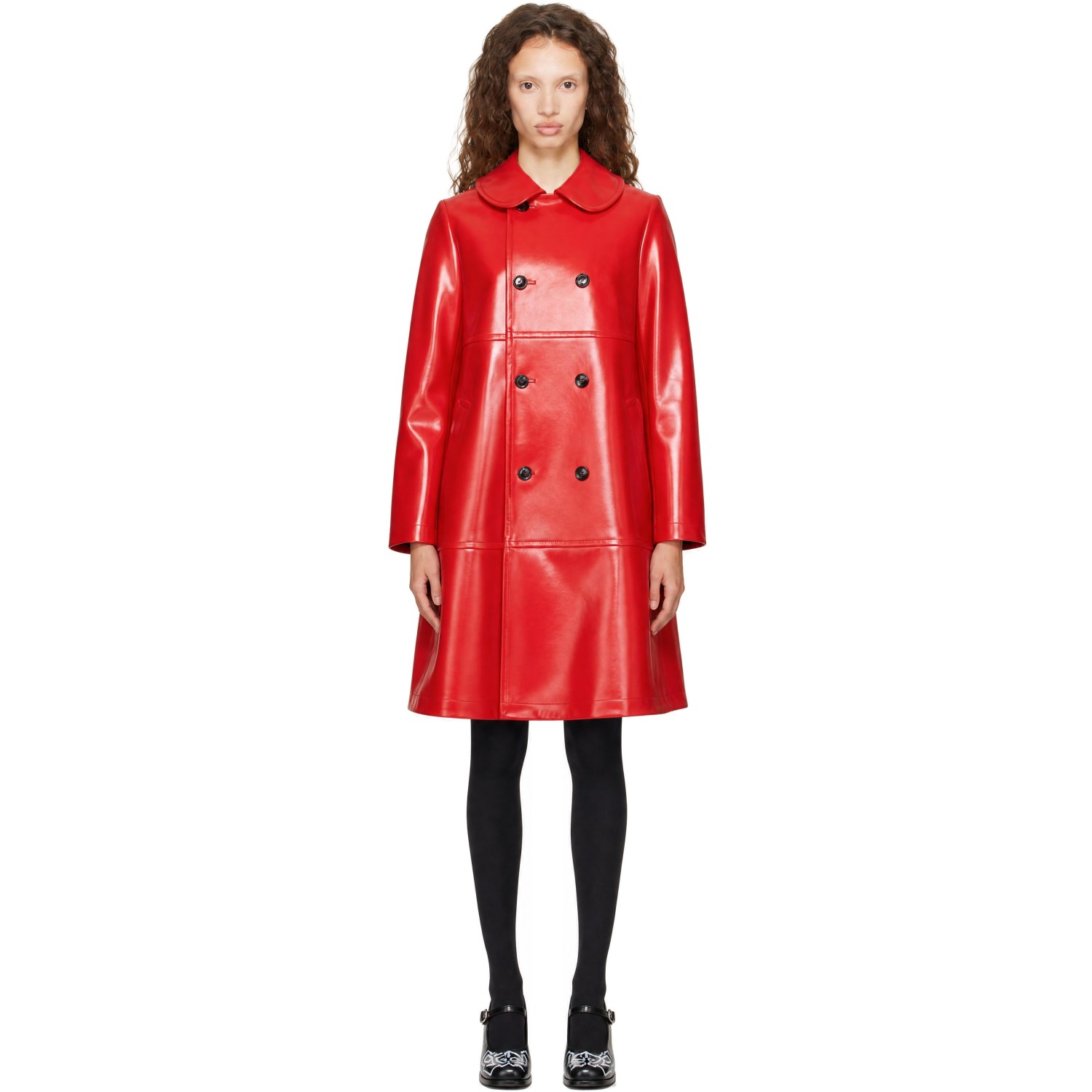 Comme des Garçons Girl Red Synthetic Leather Coat