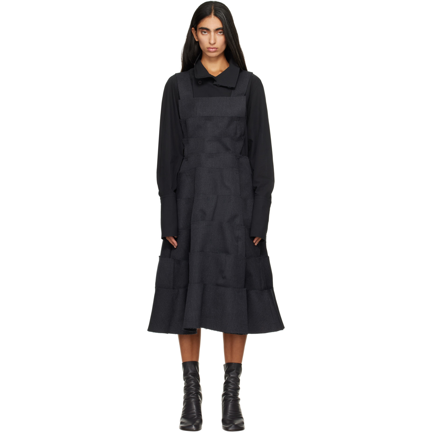 Comme des Garçons Comme des Garçons Gray Wool Thick Gabardine Midi Dress