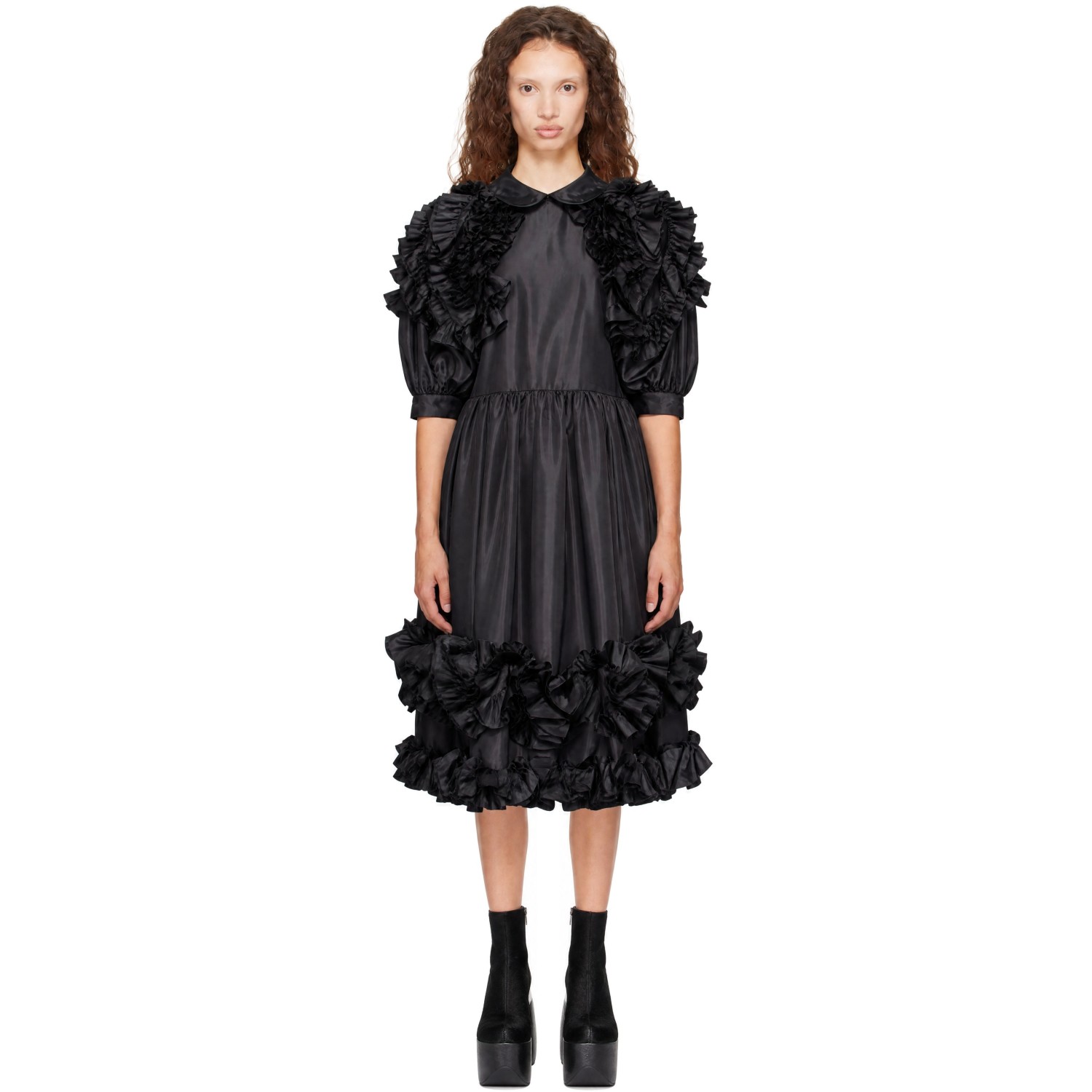Comme des Garçons Comme des Garçons Black Taffeta Garment Washed Midi Dress