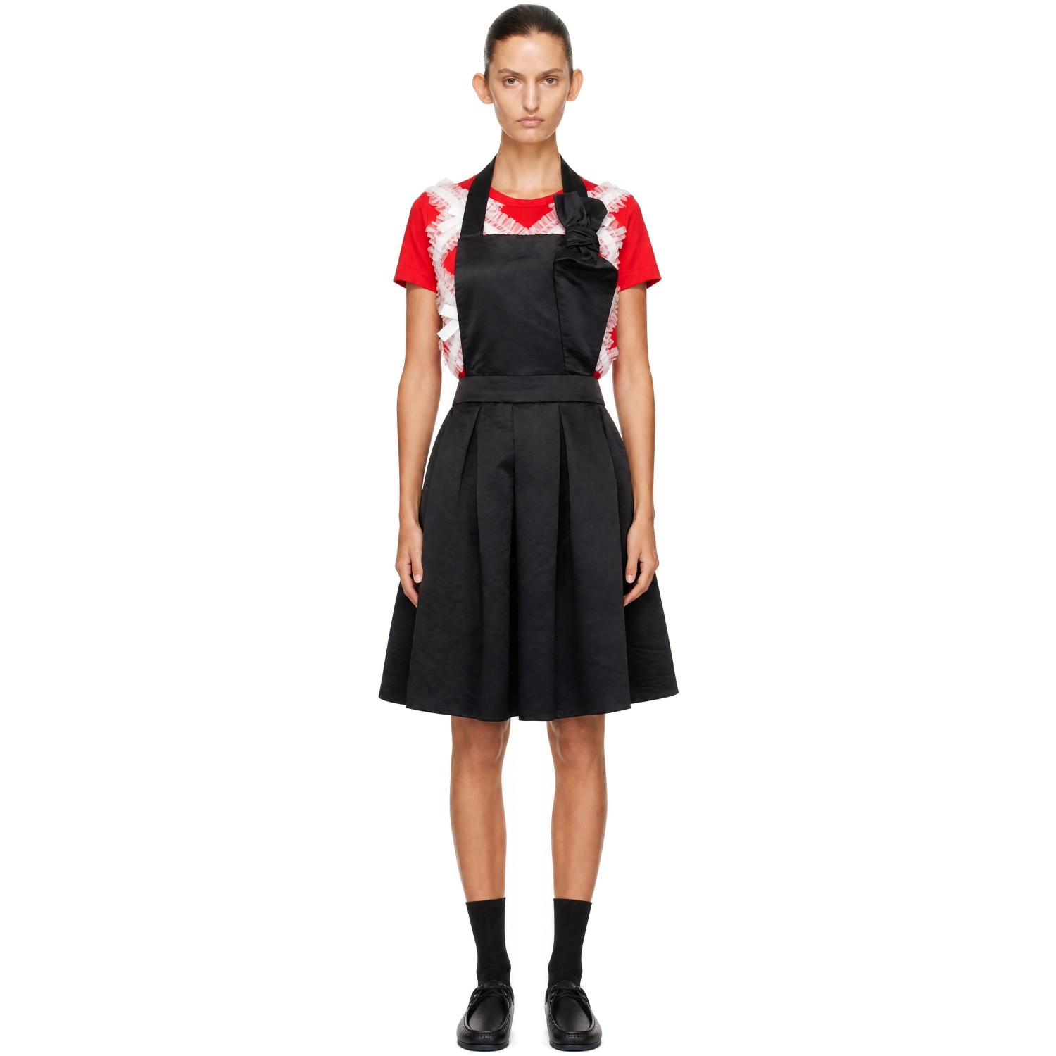 Comme des Garçons Comme des Garçons Black Satin Thick Midi Dress