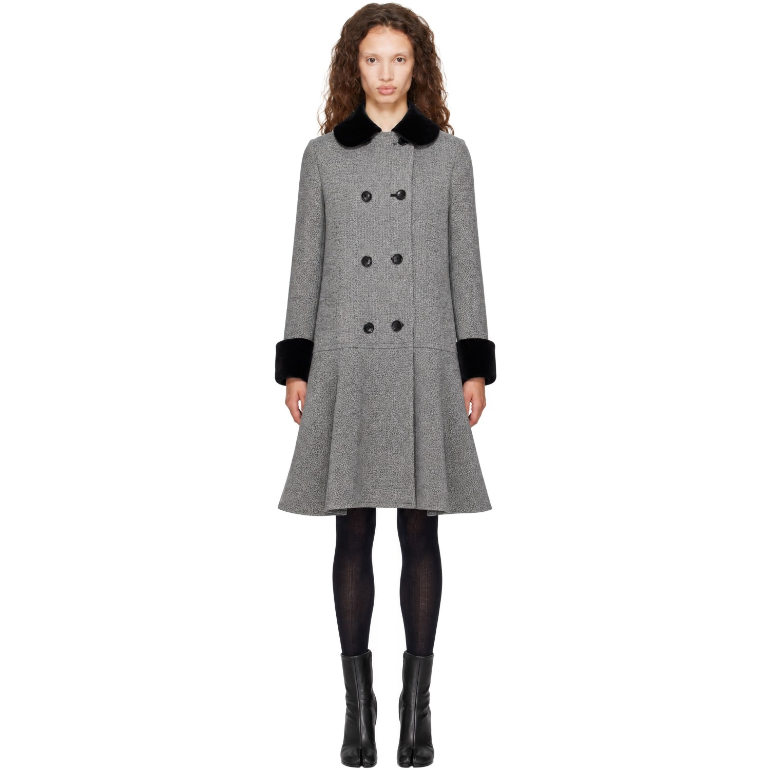 Comme des Garçons Comme des Garçons Gray Wool Nylon Tweed Fine Pattern Coat