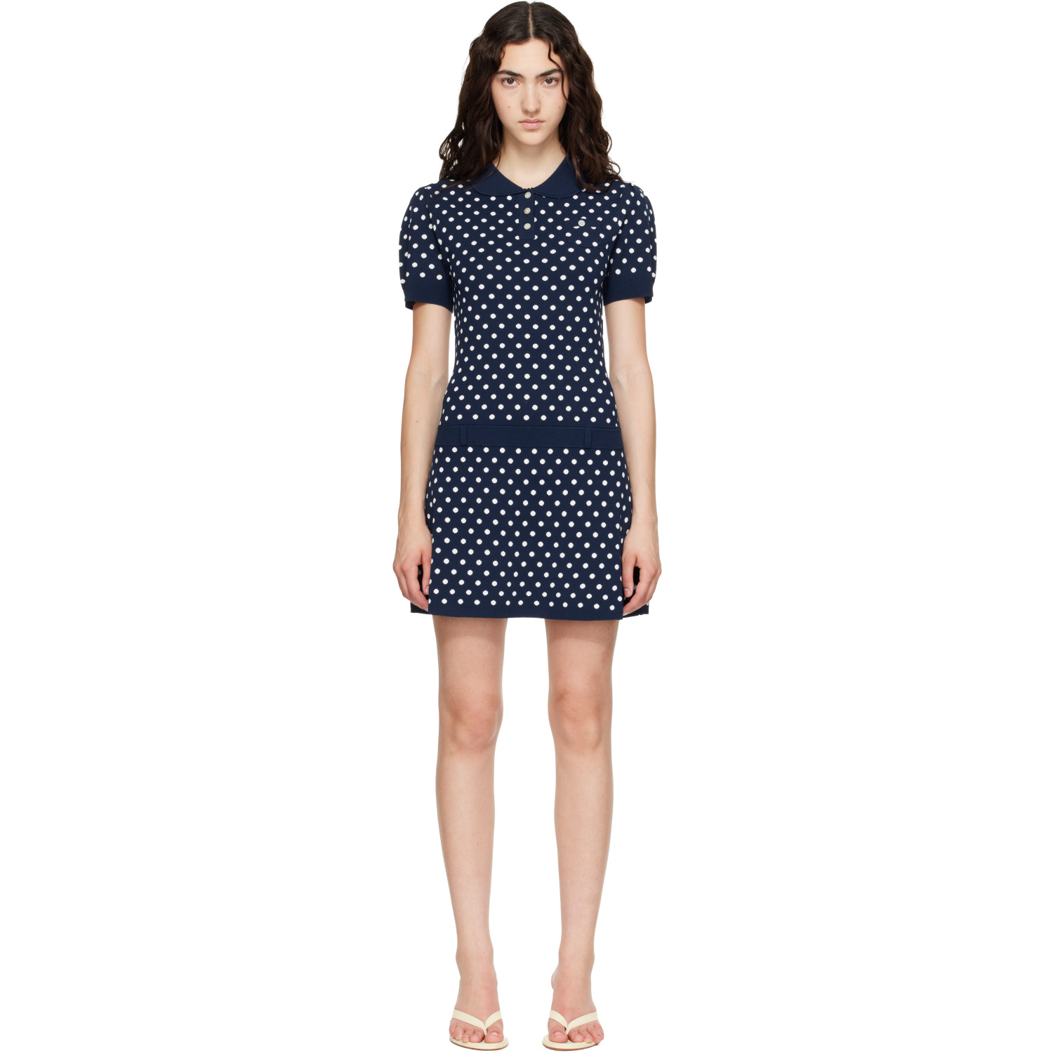 Sandy Liang Navy Tumi Sweater Minidress