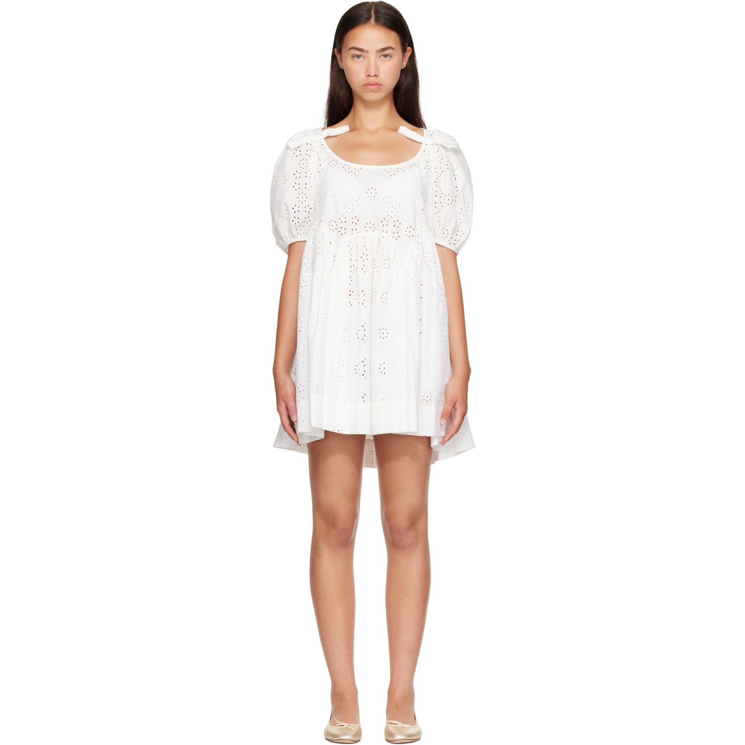 Sandy Liang White Hugo Midi Dress