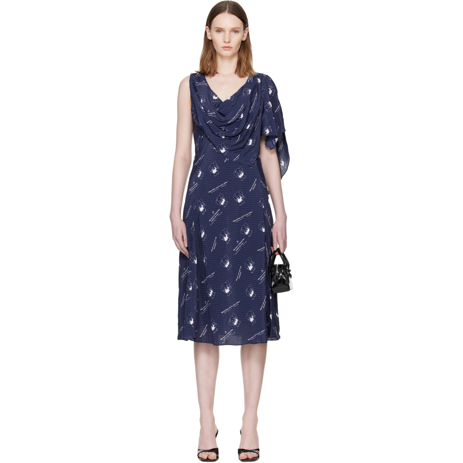 Sandy Liang Navy Sonata Midi Dress