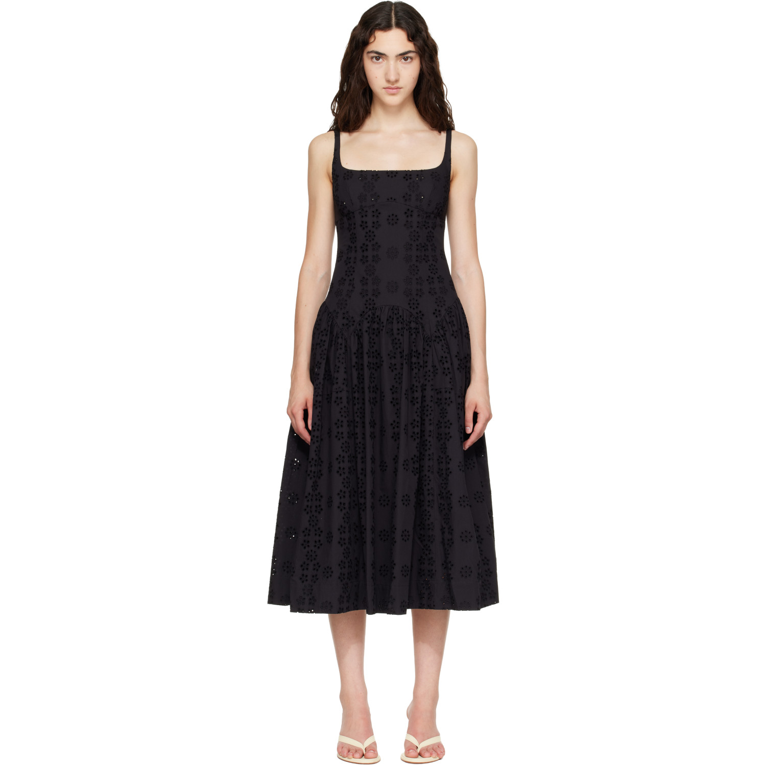 Sandy Liang Black Cricket Midi Dress