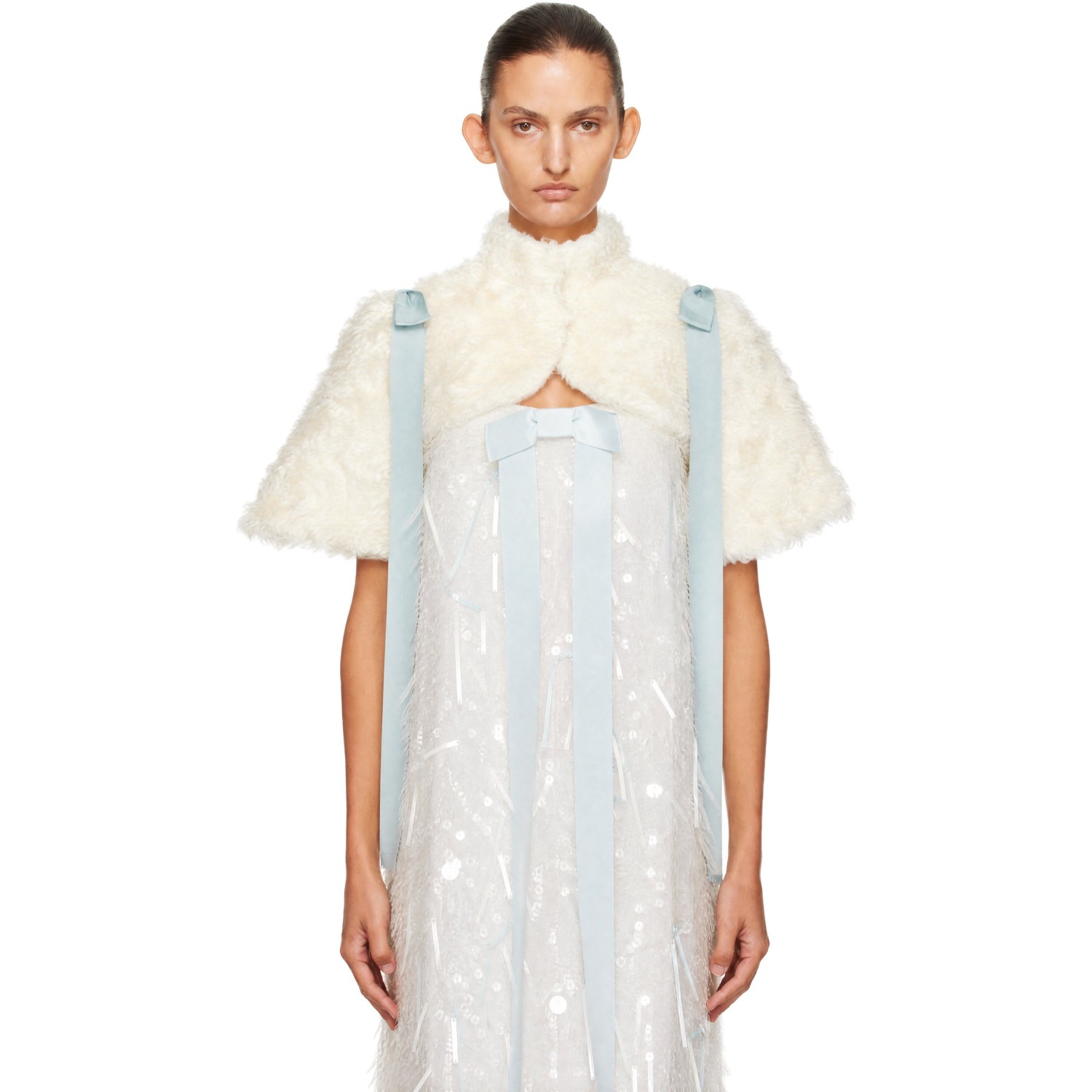 Sandy Liang Off-White Oatmeal Bolero Top