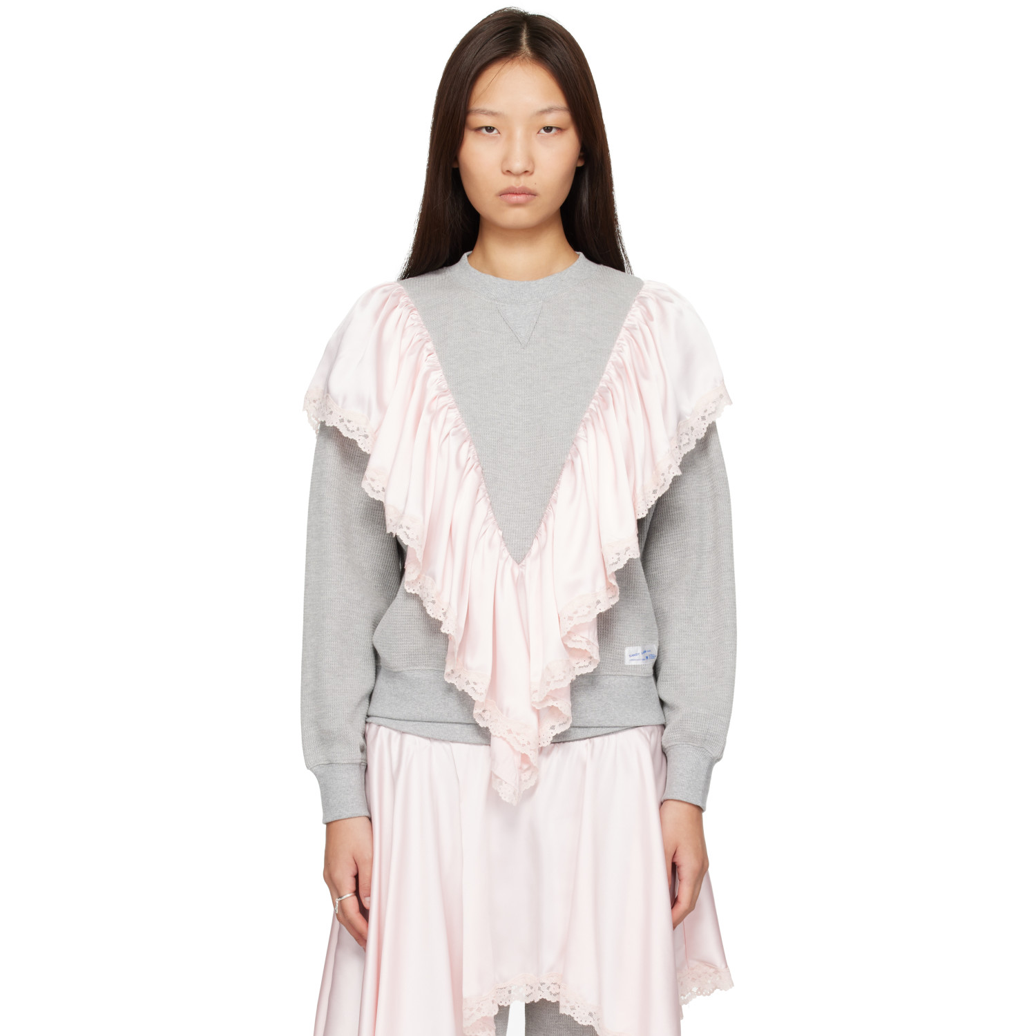 Sandy Liang Gray Tumble Sweatshirt
