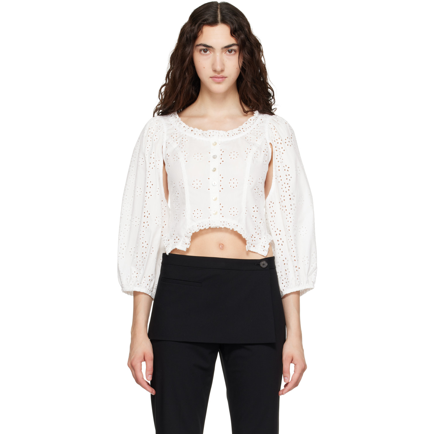 Sandy Liang White Palisade Blouse