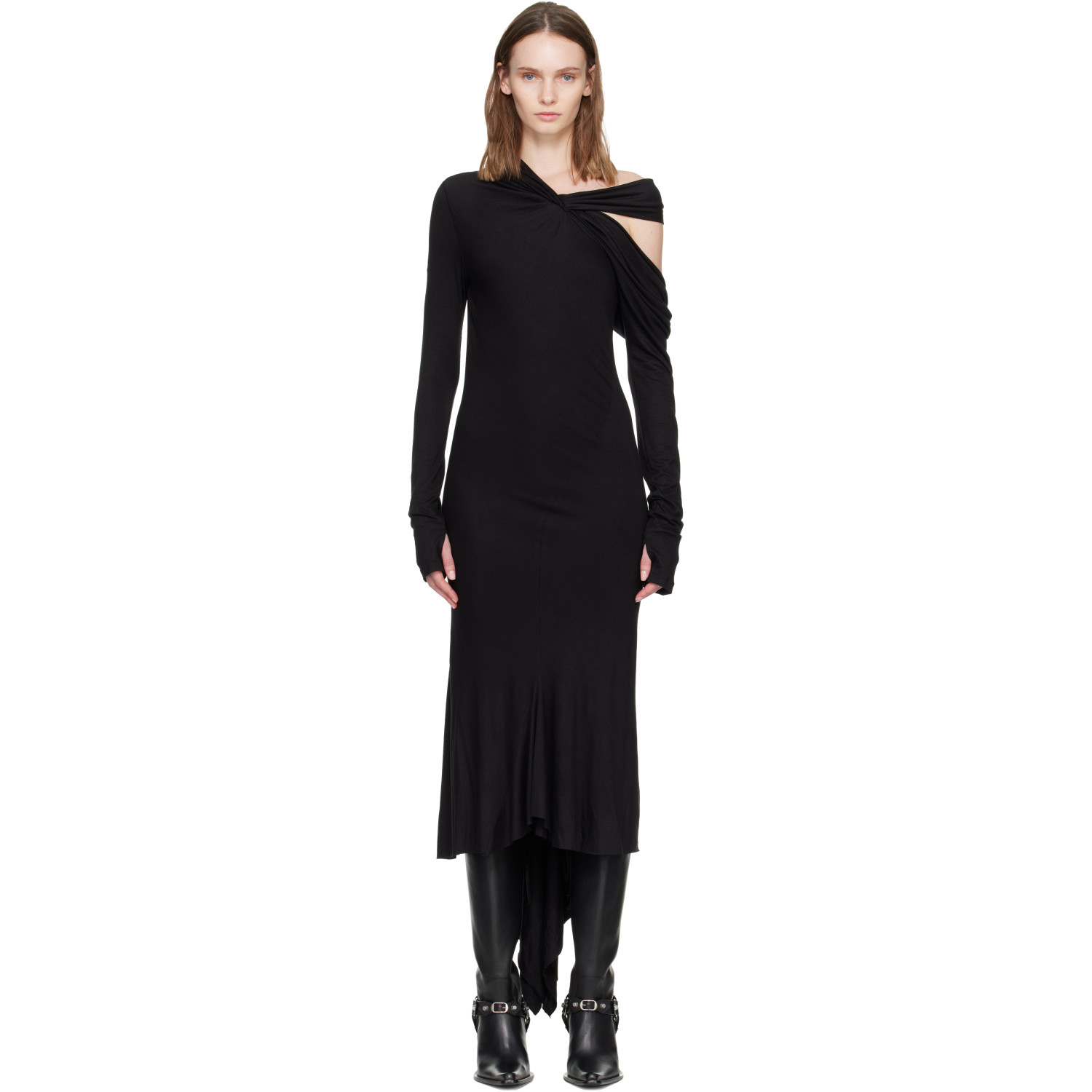 AARON ESH Blac Twist Strap Midi Dress