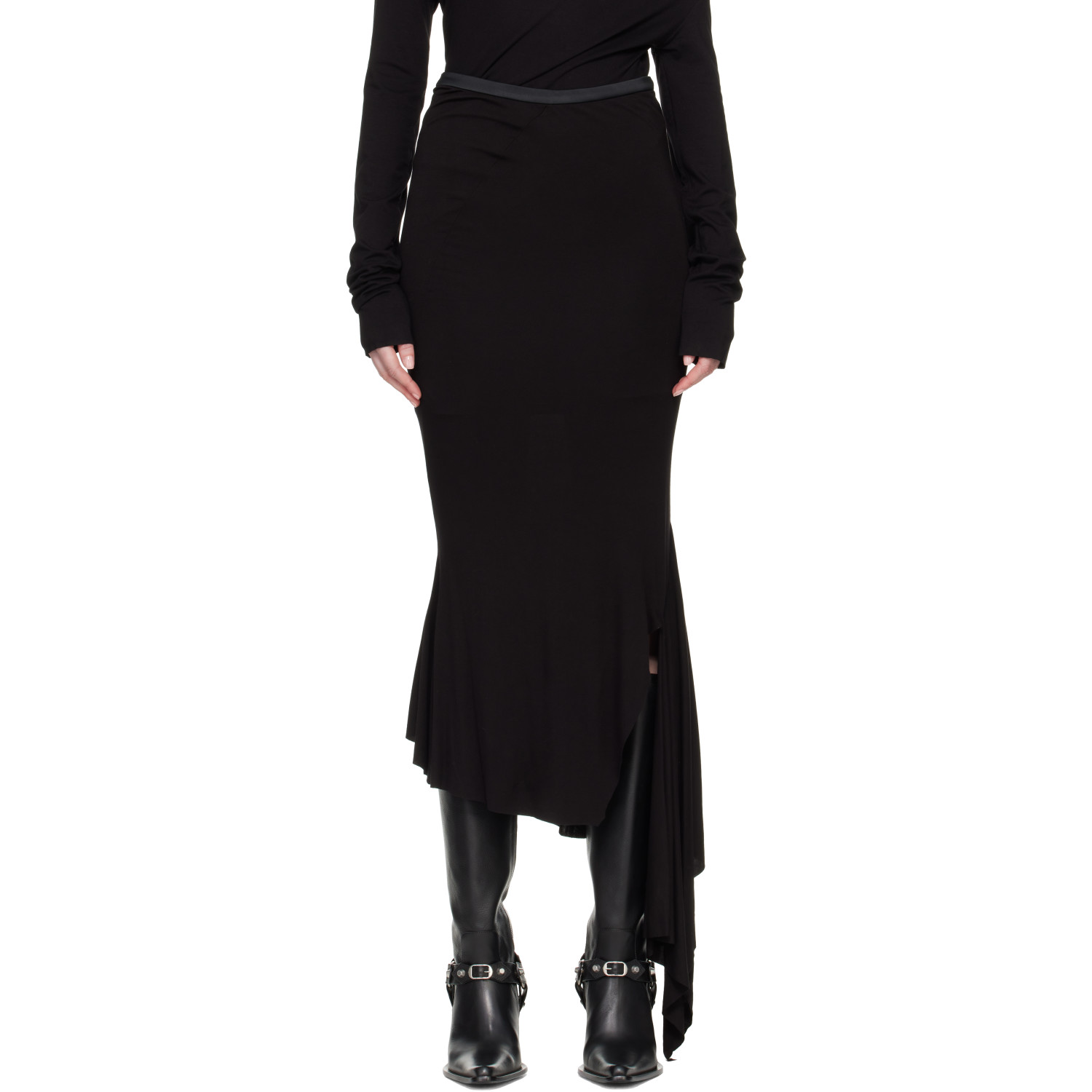 AARON ESH Black Fishtail Maxi Skirt
