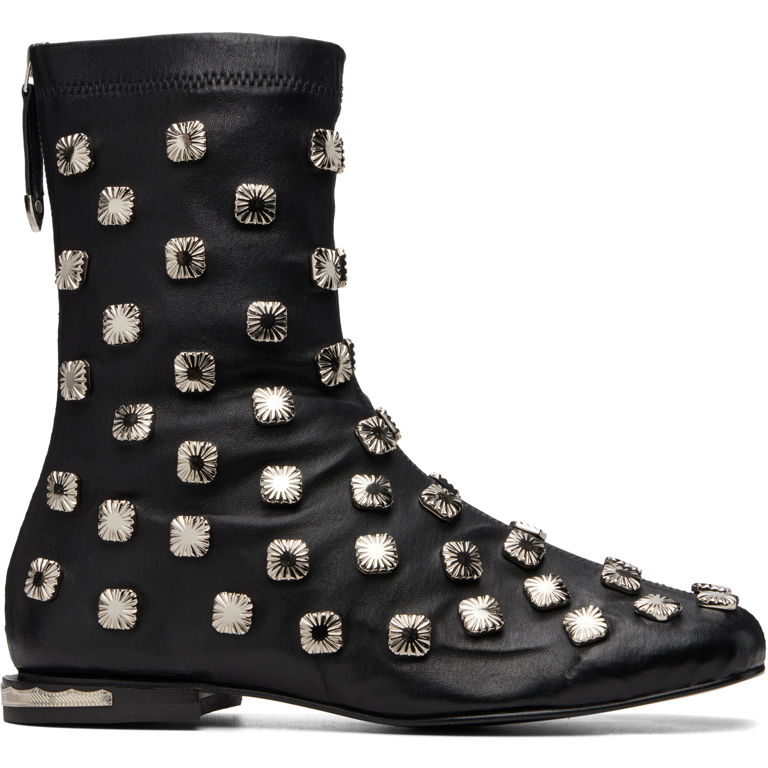 Toga Virilis Black Stretch Leather Chelsea Boots