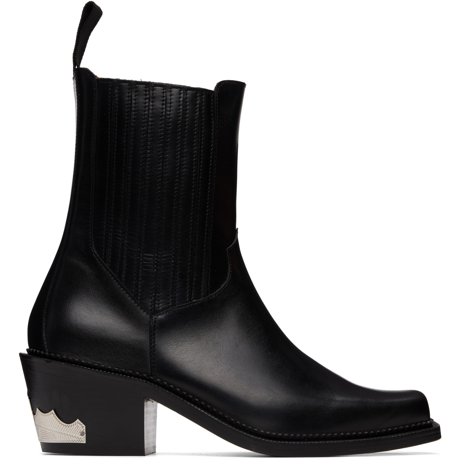Toga Virilis Black Hard Leather Chelsea Boots