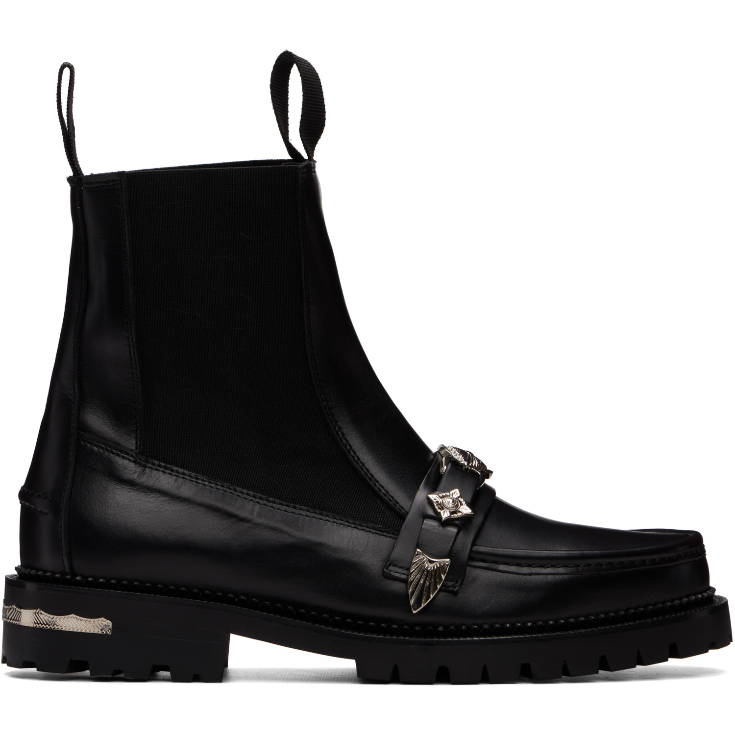 Toga Virilis Black Hard Leather Chelsea Boots