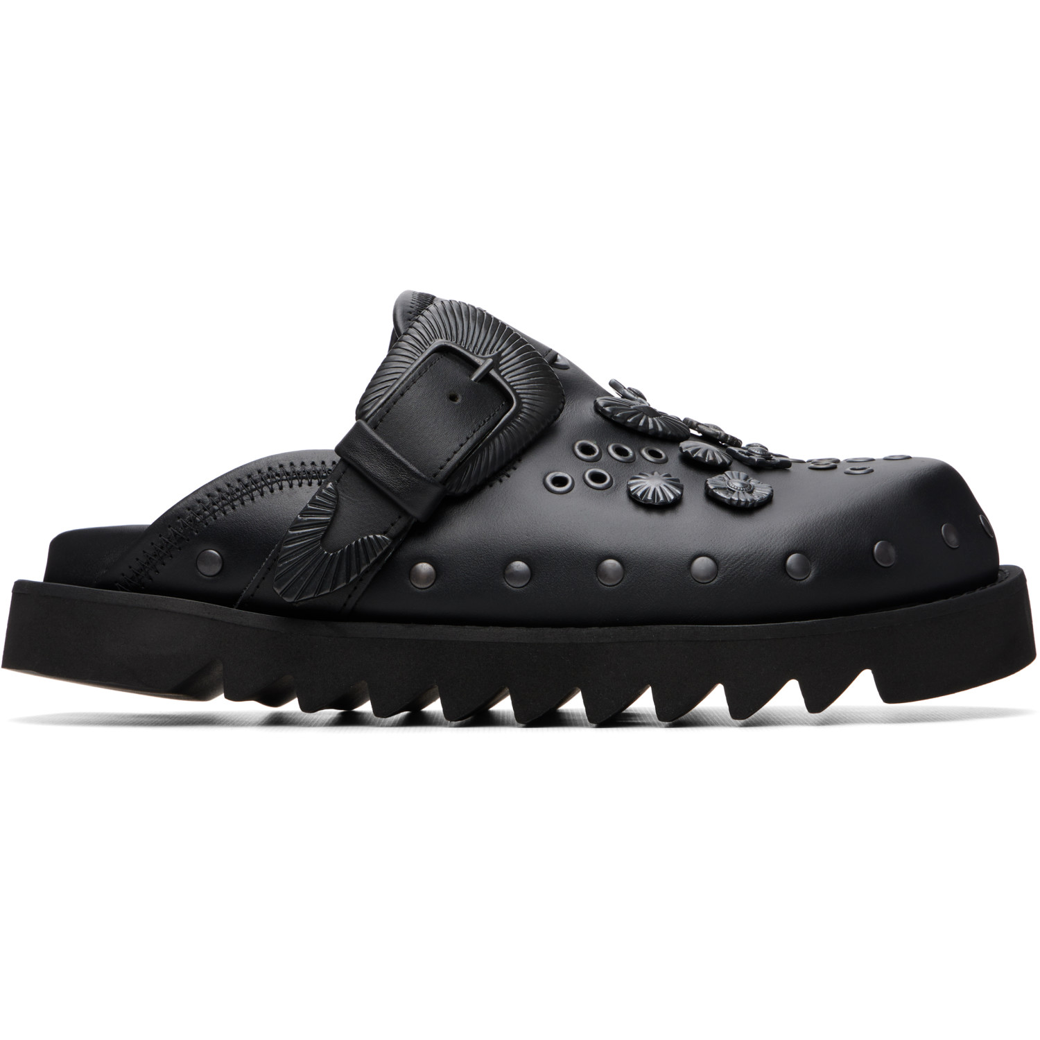 Toga Virilis SSENSE Exclusive Black Eyelet Metal Sabot Slip-on Loafers