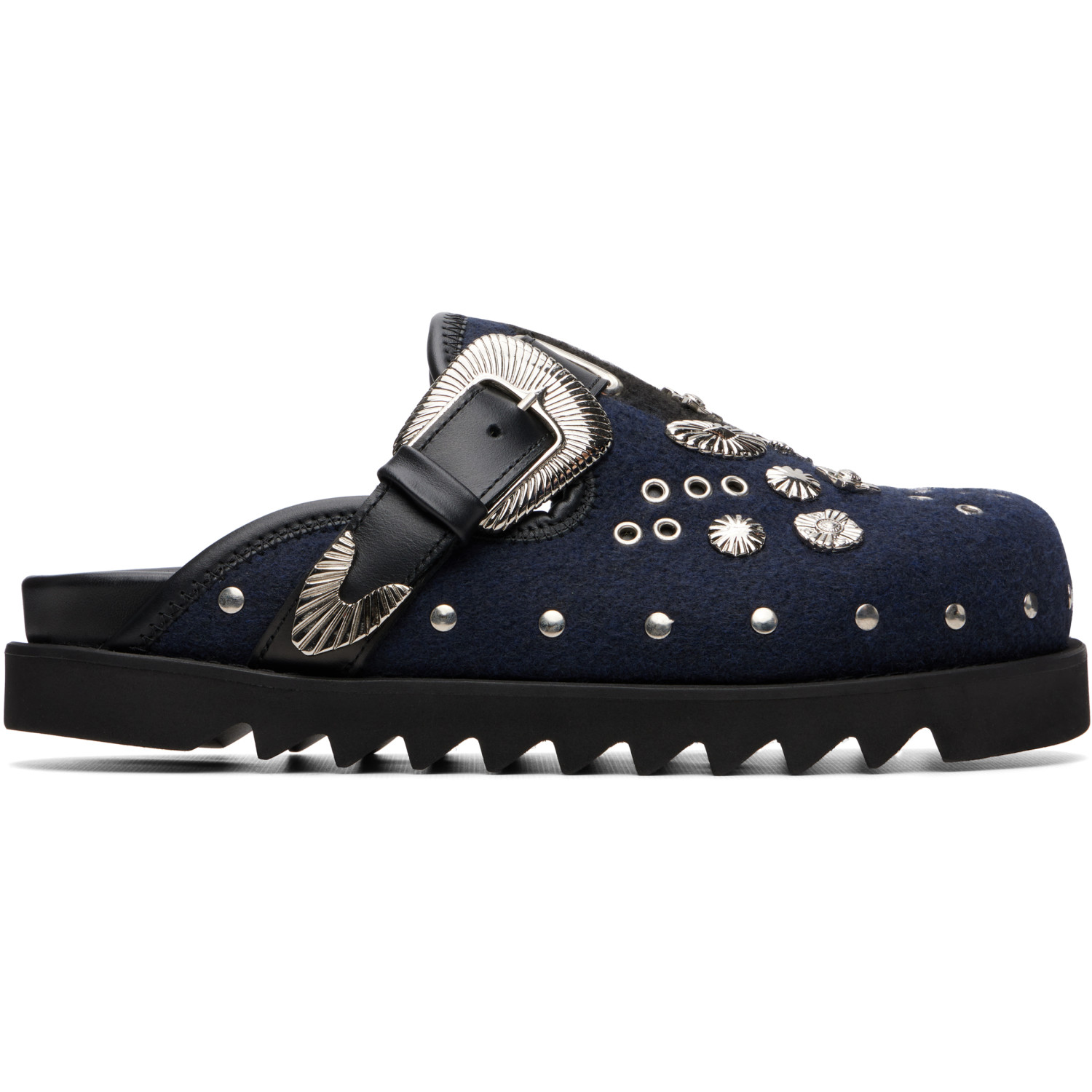 Toga Virilis SSENSE Exclusive Navy & Black Eyelet Metal Sabot Slip-on Loafers