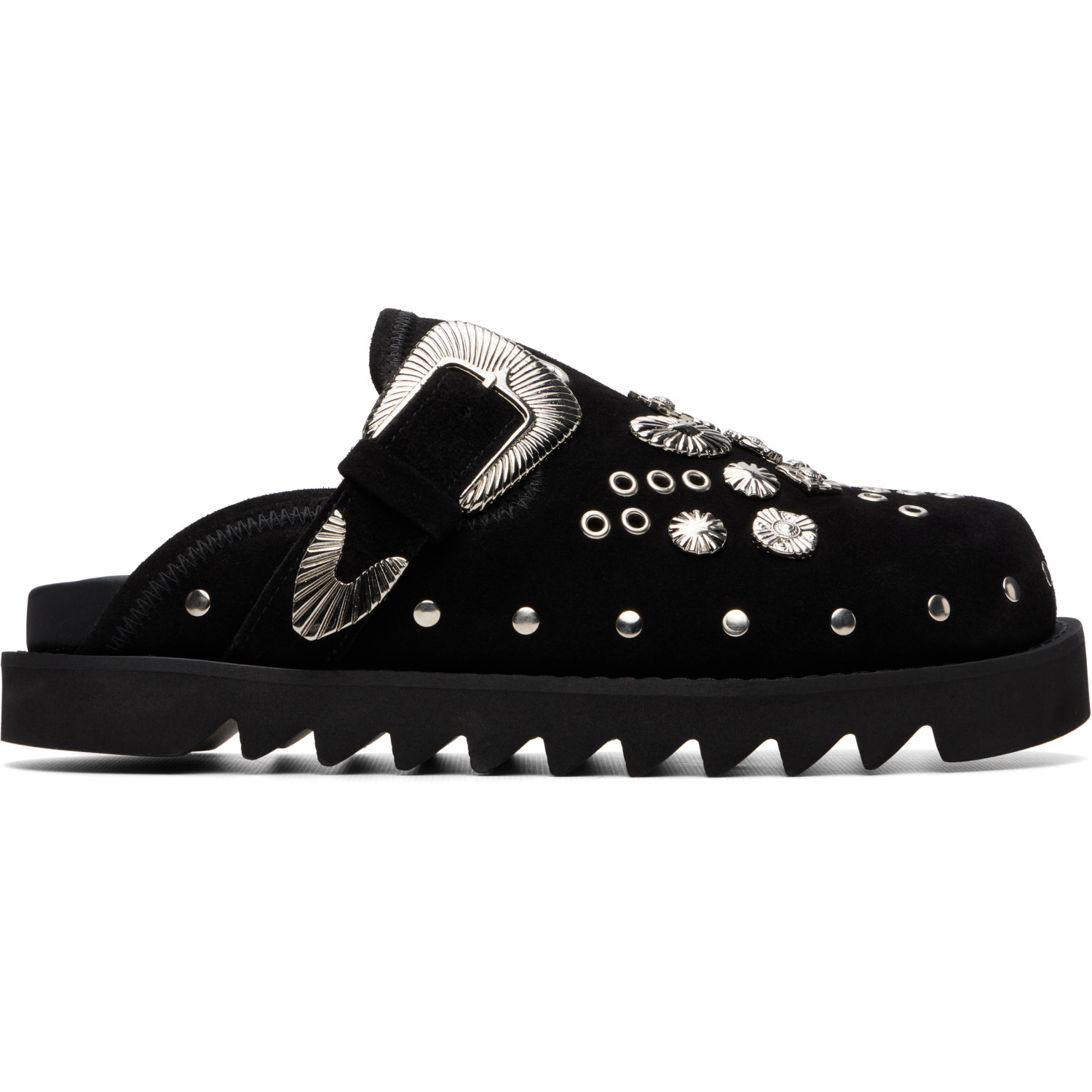 Toga Virilis SSENSE Exclusive Black Eyelet Metal Sabot Slip-on Loafers