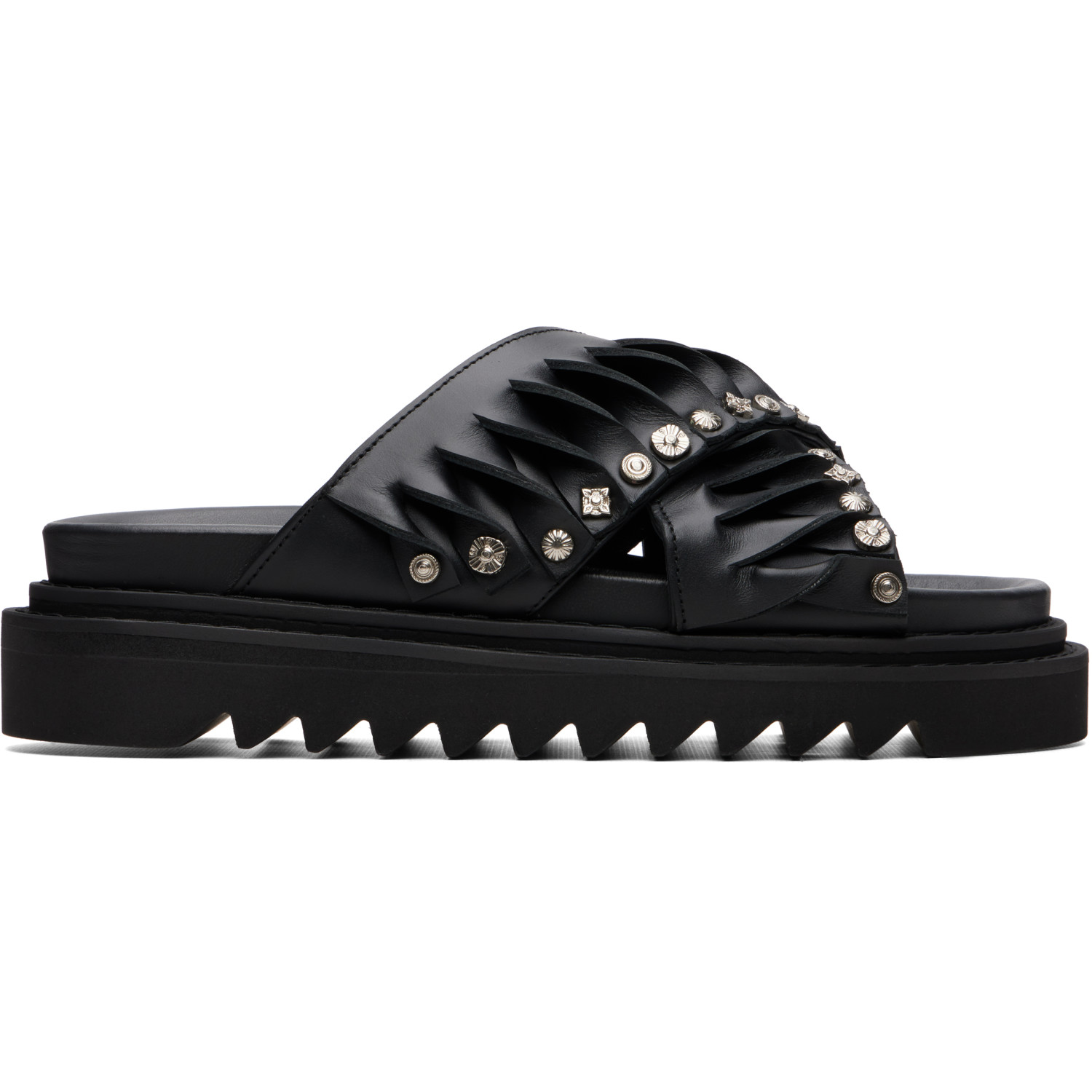 Toga Virilis Black Leather Sandals