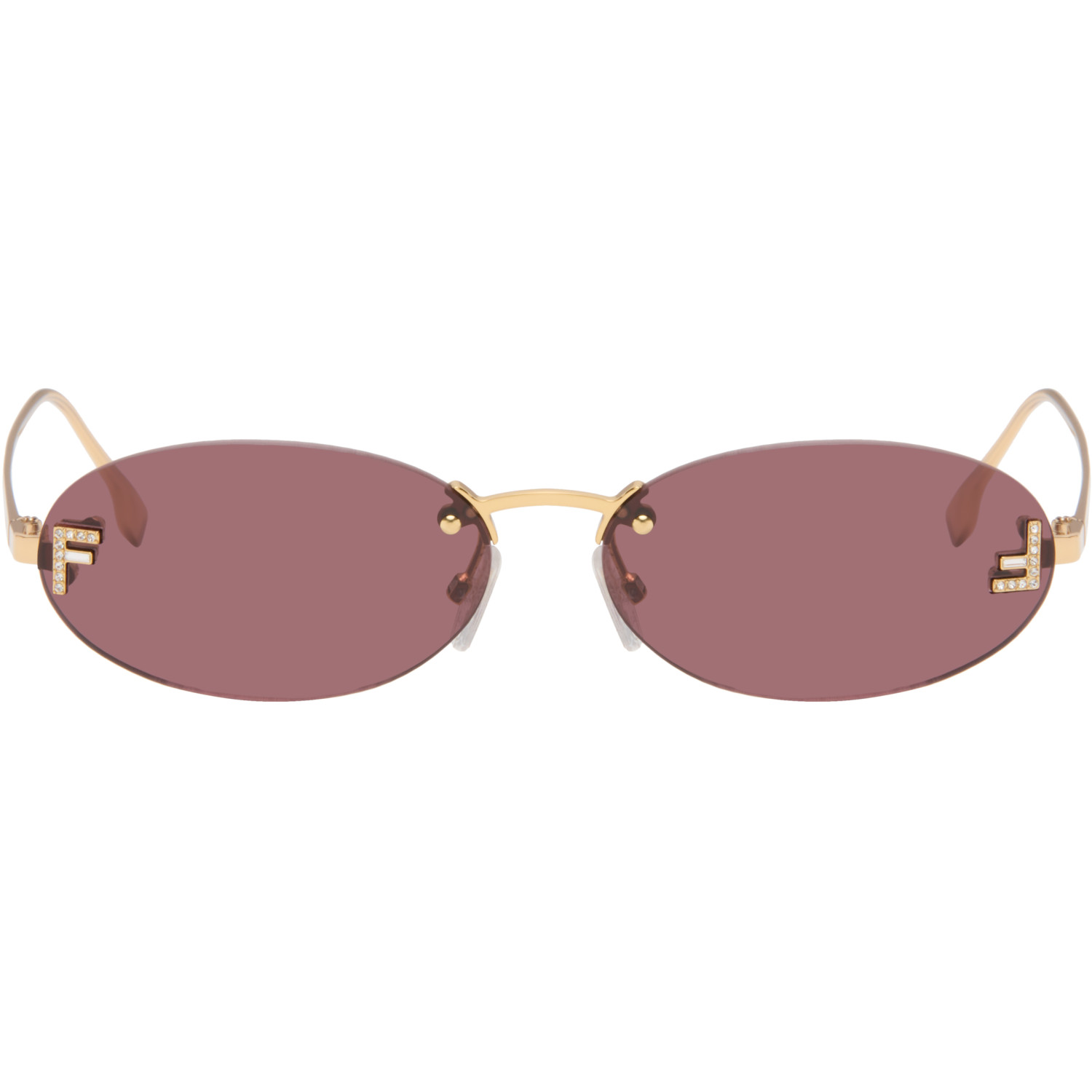 Fendi Gold 'Fendi First' Crystal Sunglasses