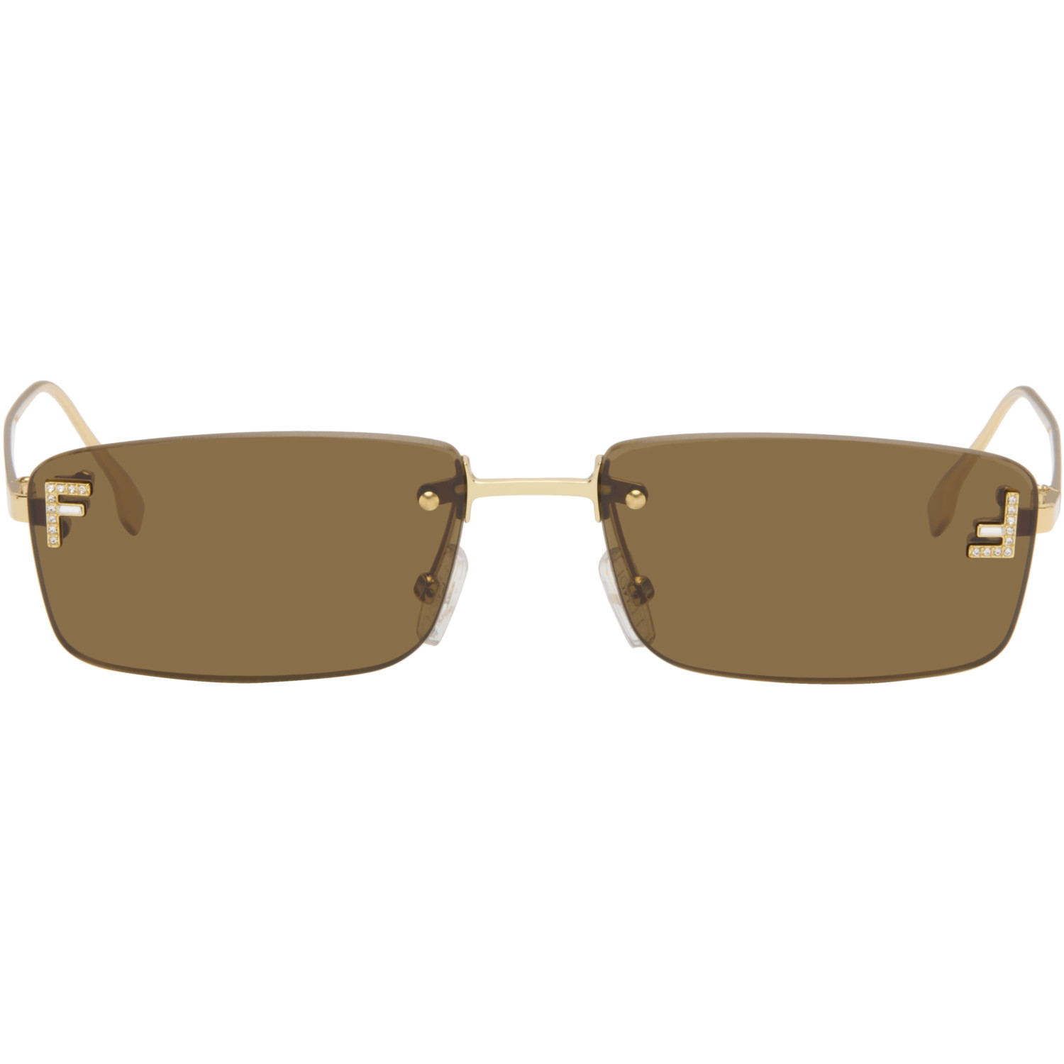 Fendi Gold 'Fendi First' Crystal Sunglasses